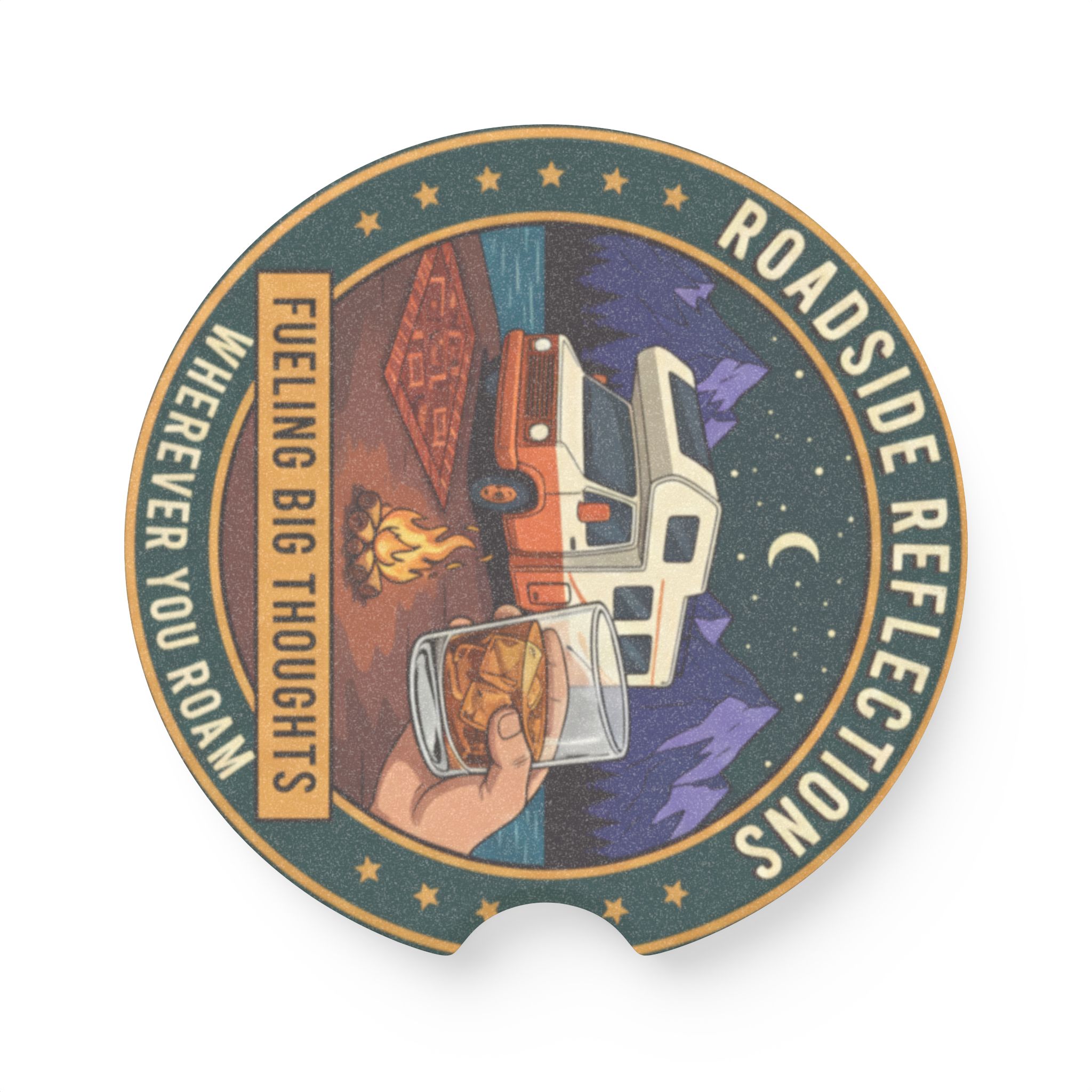 Soapstone Car Coaster — 'Fueling Big Thoughts' Campfire Truck Design