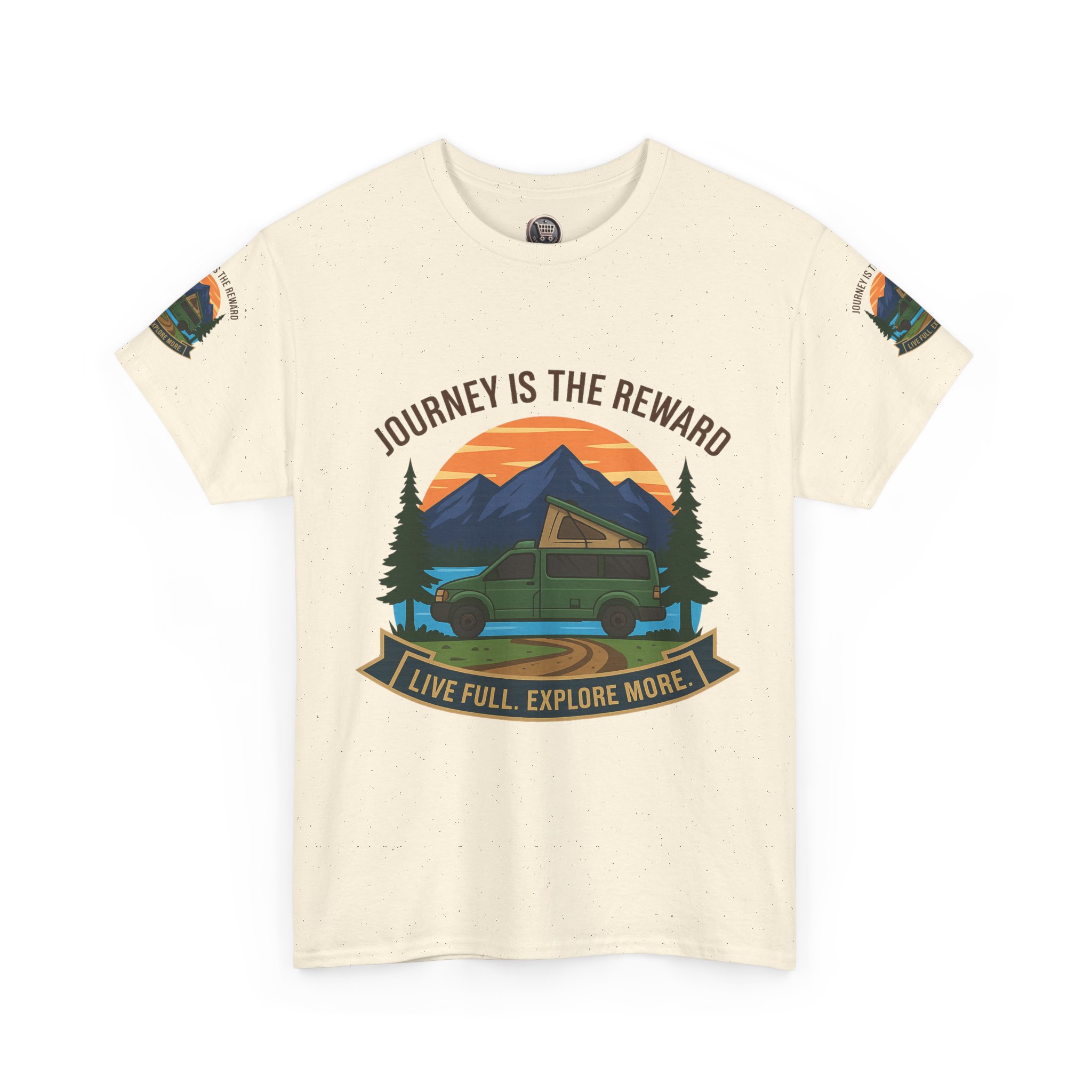 Unisex Heavy Cotton Tee  — "Journey Is The Reward Tee" Adventure Camper Van Graphic T-Shirt