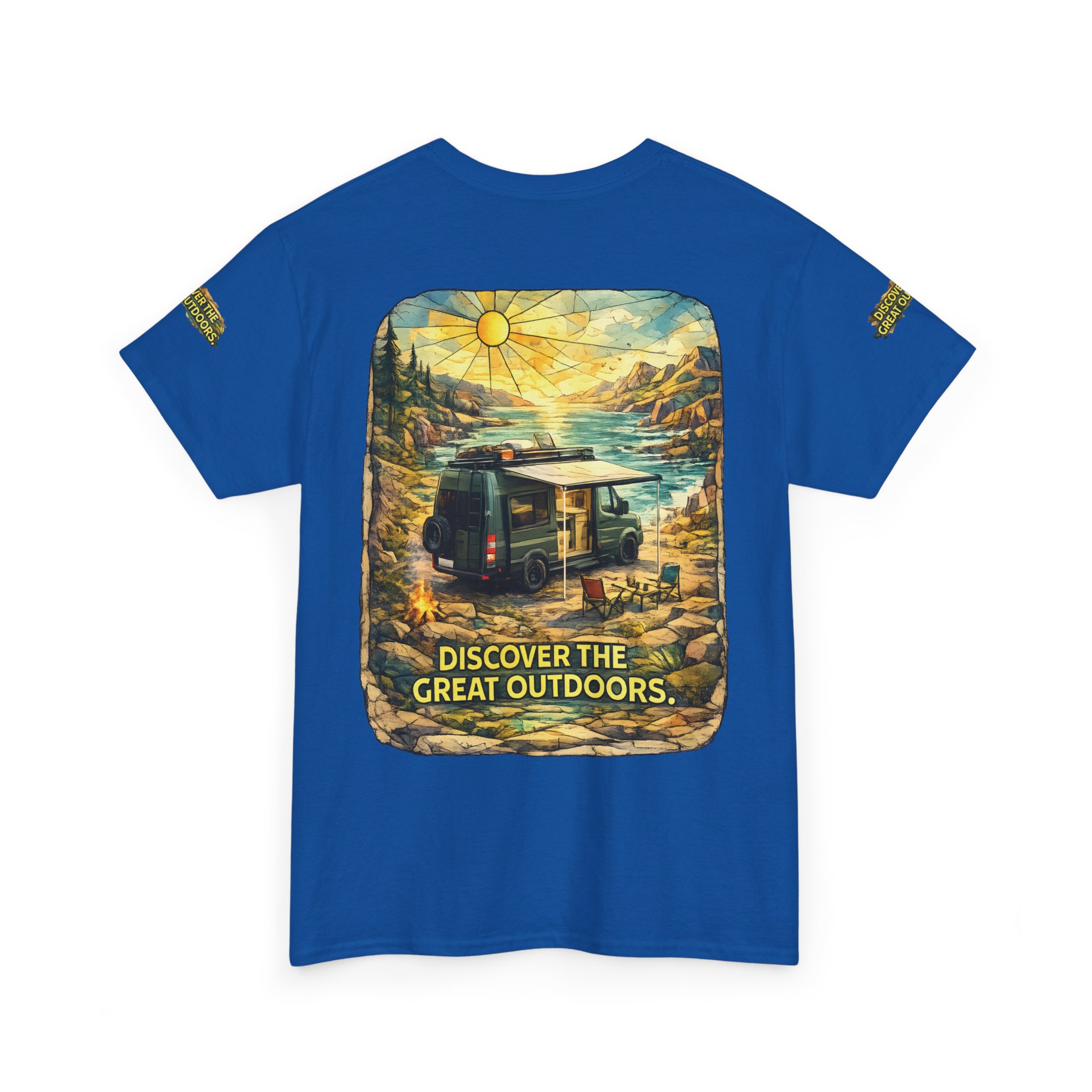 Unisex Heavy Cotton Tee — "Discover The Great Outdoors" Design Cubic-Line