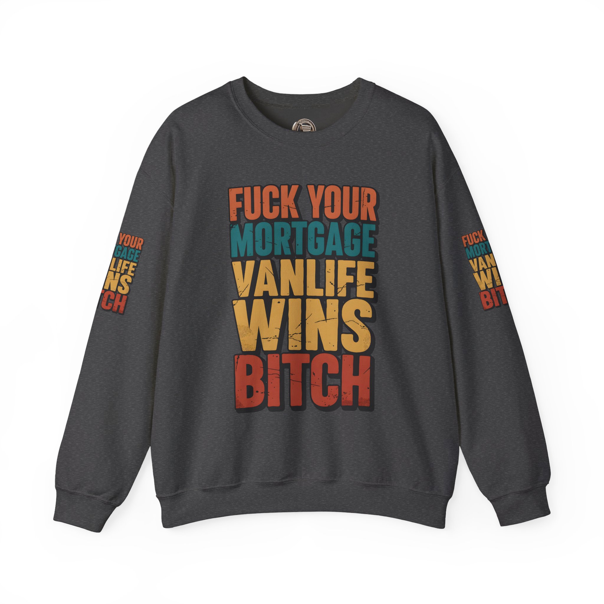 Unisex Heavy Blend™ Crewneck Sweatshirt — "Fuck Your Mortgage" Design F**K-Line