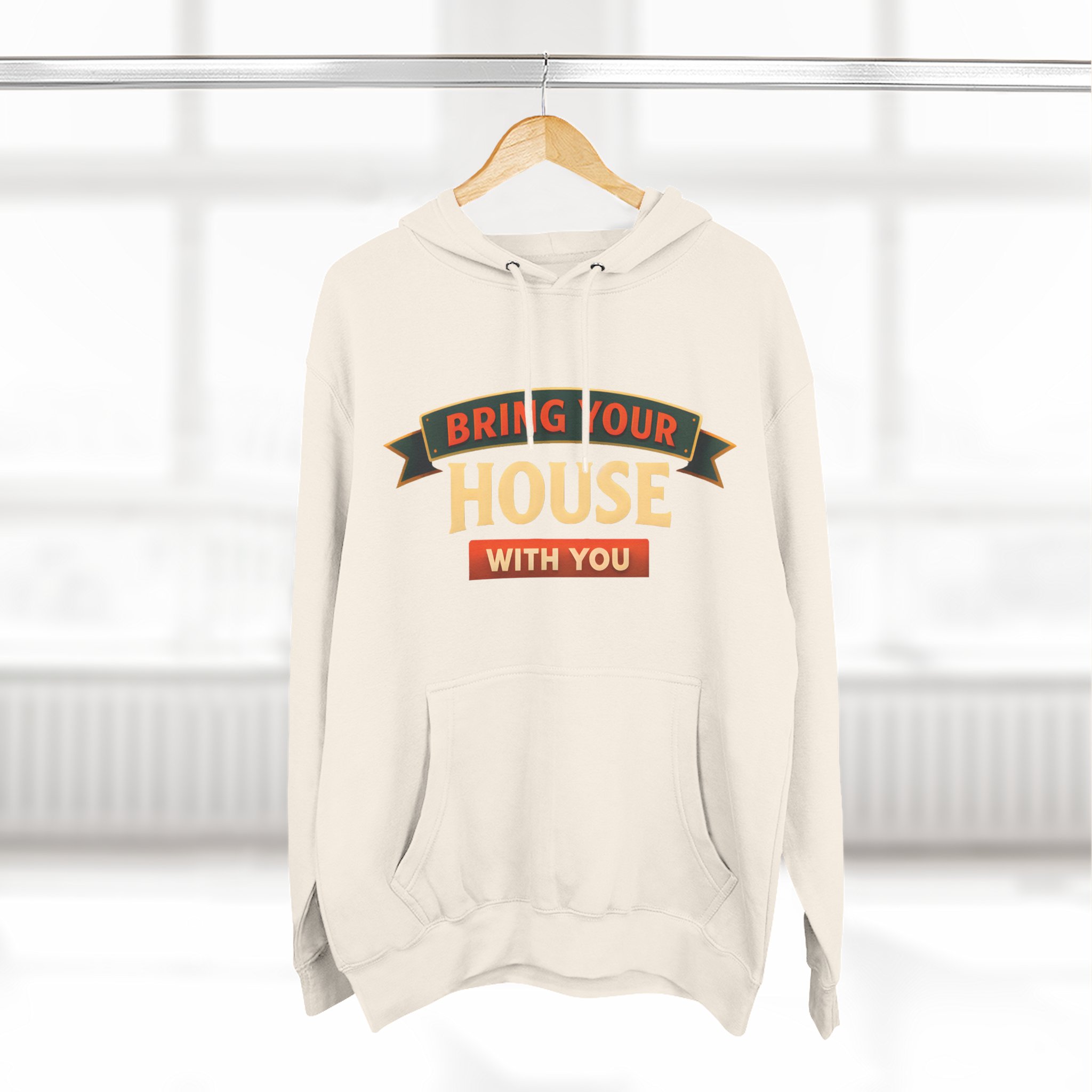 Three-Panel Fleece Hoodie - "Live Is A Journey-Bring Your House With You" Design Scenic-Line