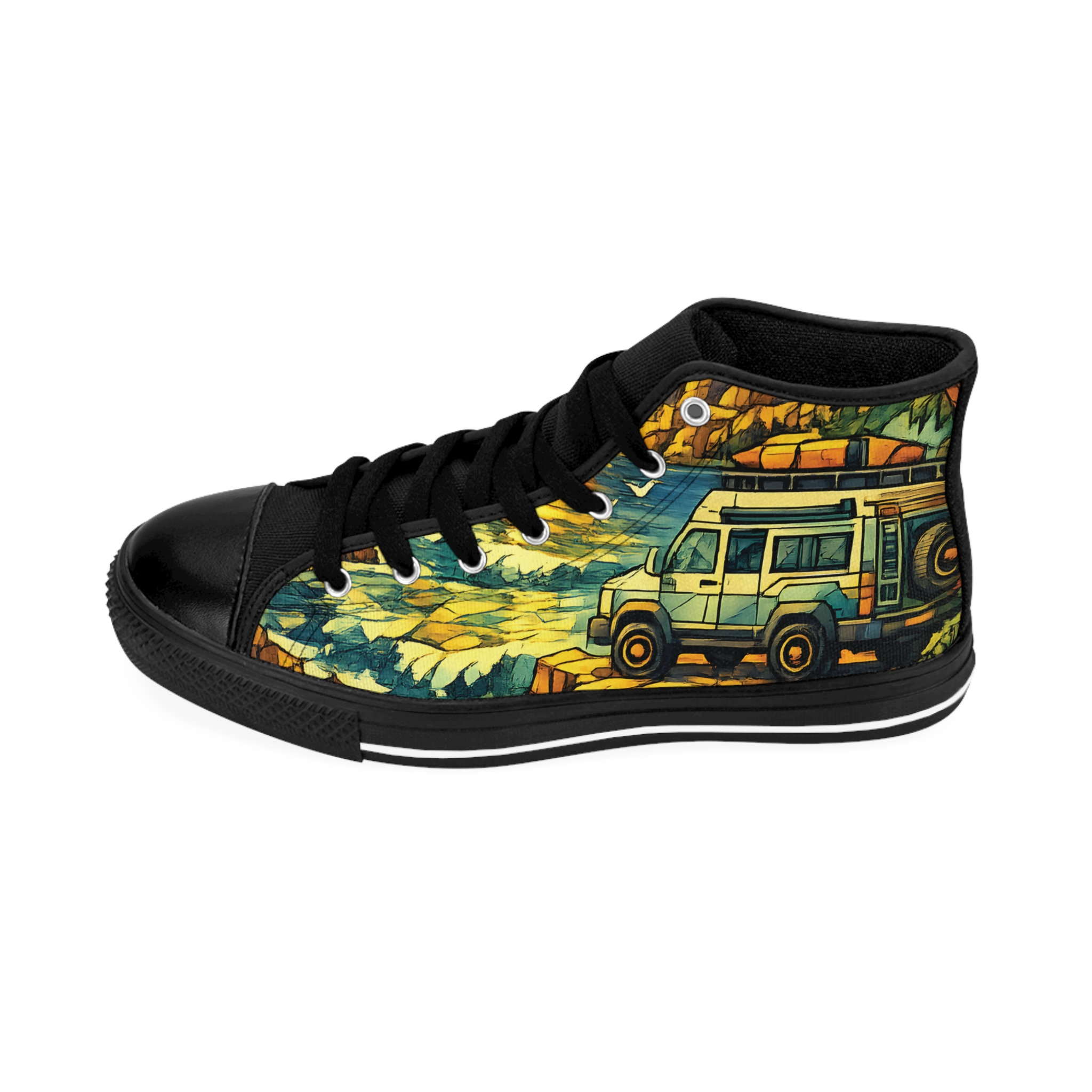 Women's Classic Sneakers – Camper Van Print (Cubic-Line)