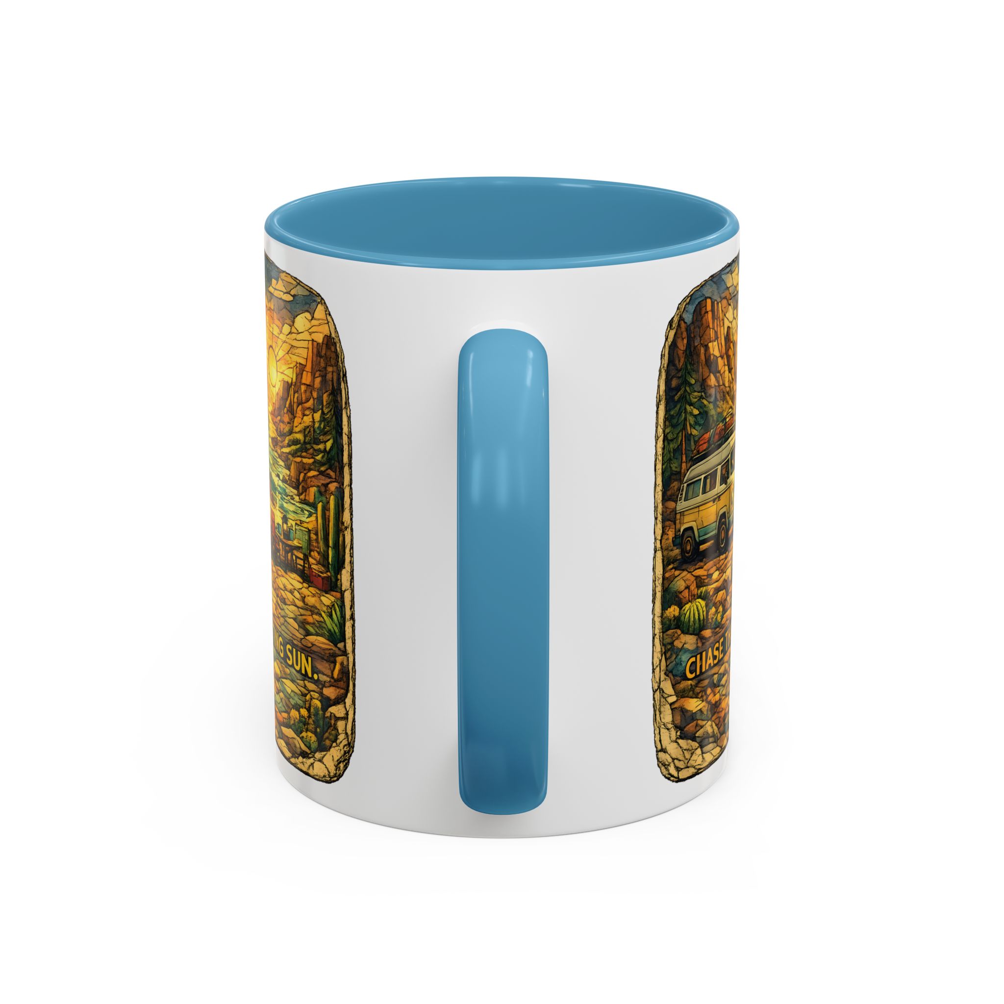 3596160256393436286_2048.jpeg Accent Coffee Mug (11, 15oz) — "Chase The Settings Sun" Design Cubic-Line