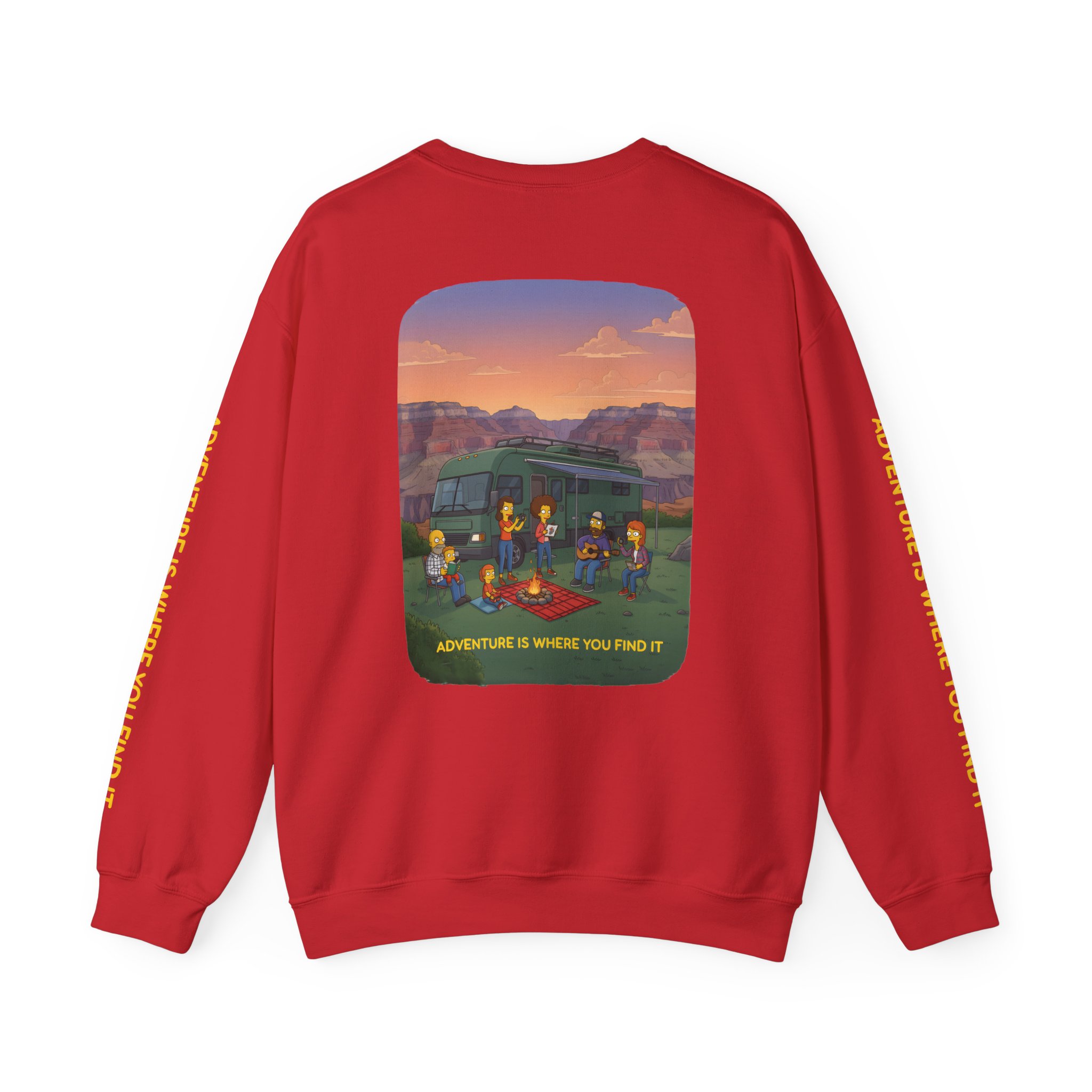 Unisex Heavy Blend™ Crewneck Sweatshirt — "Adventure Is Where You Find It" Design Sitcom-Line