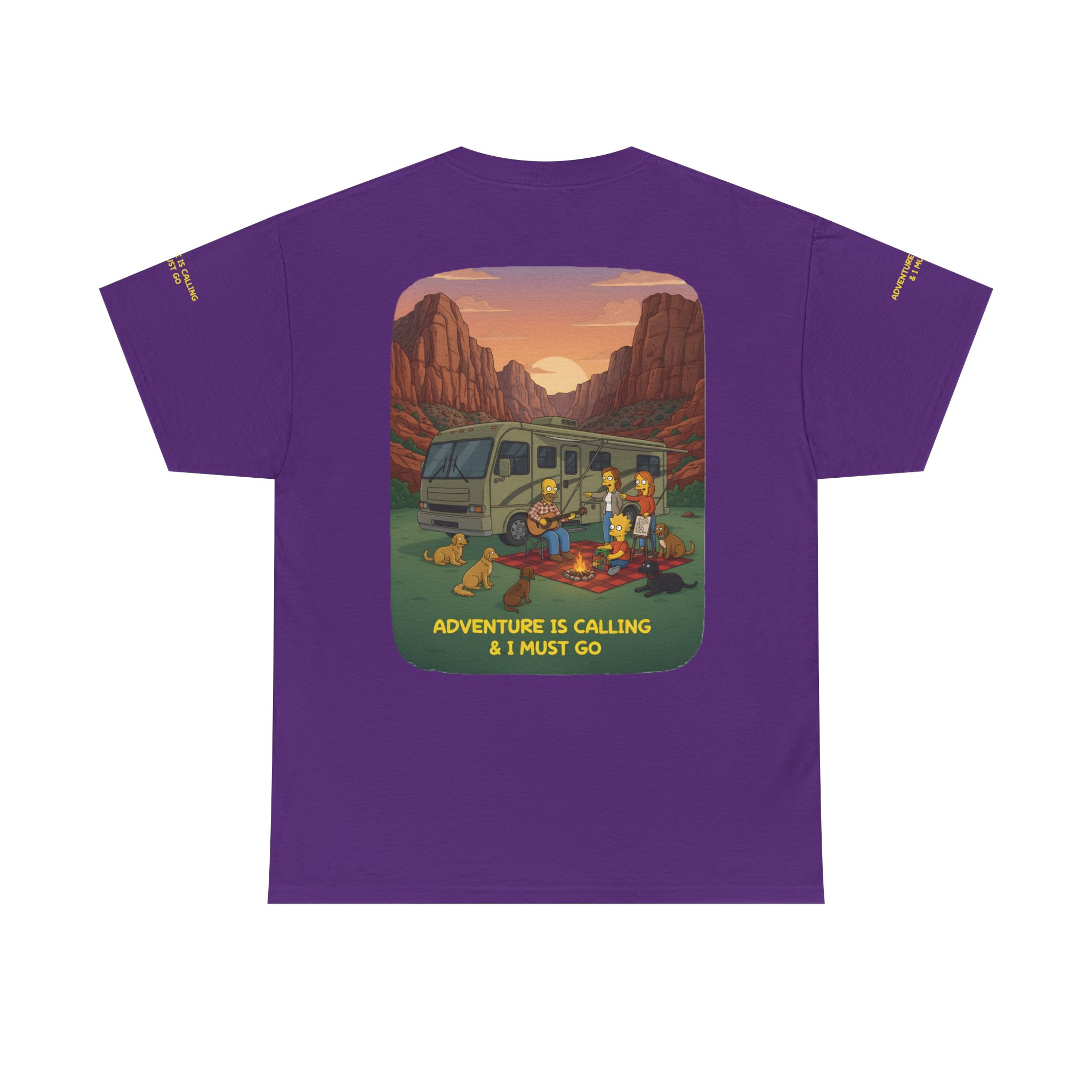 Unisex Heavy Cotton Tee — "Adventure Is Calling-I Must Go" Design Sitcom-Line