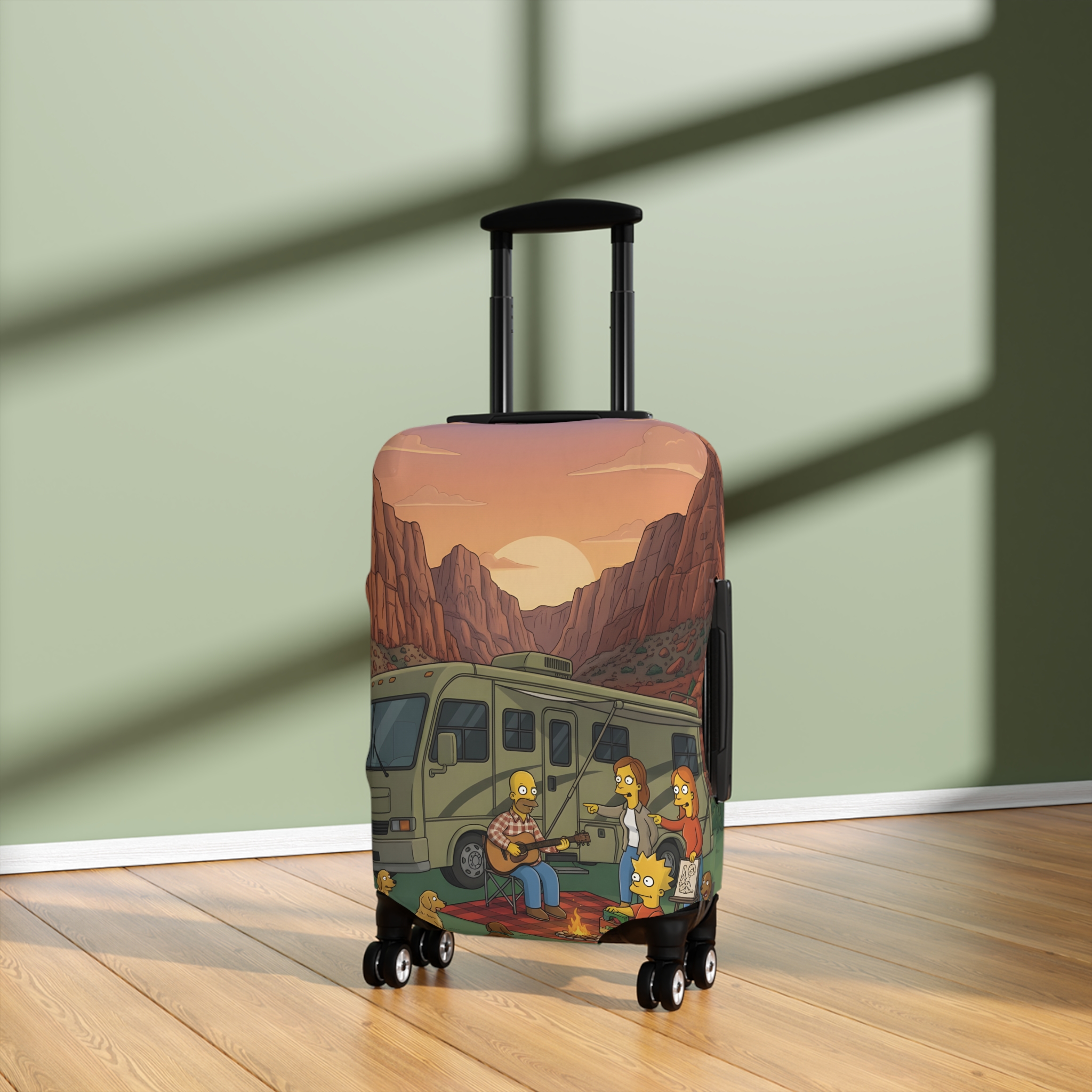 Luggage Cover — Adventure Camper Sketch Travel Suitcase(Design Sitcom-Line)