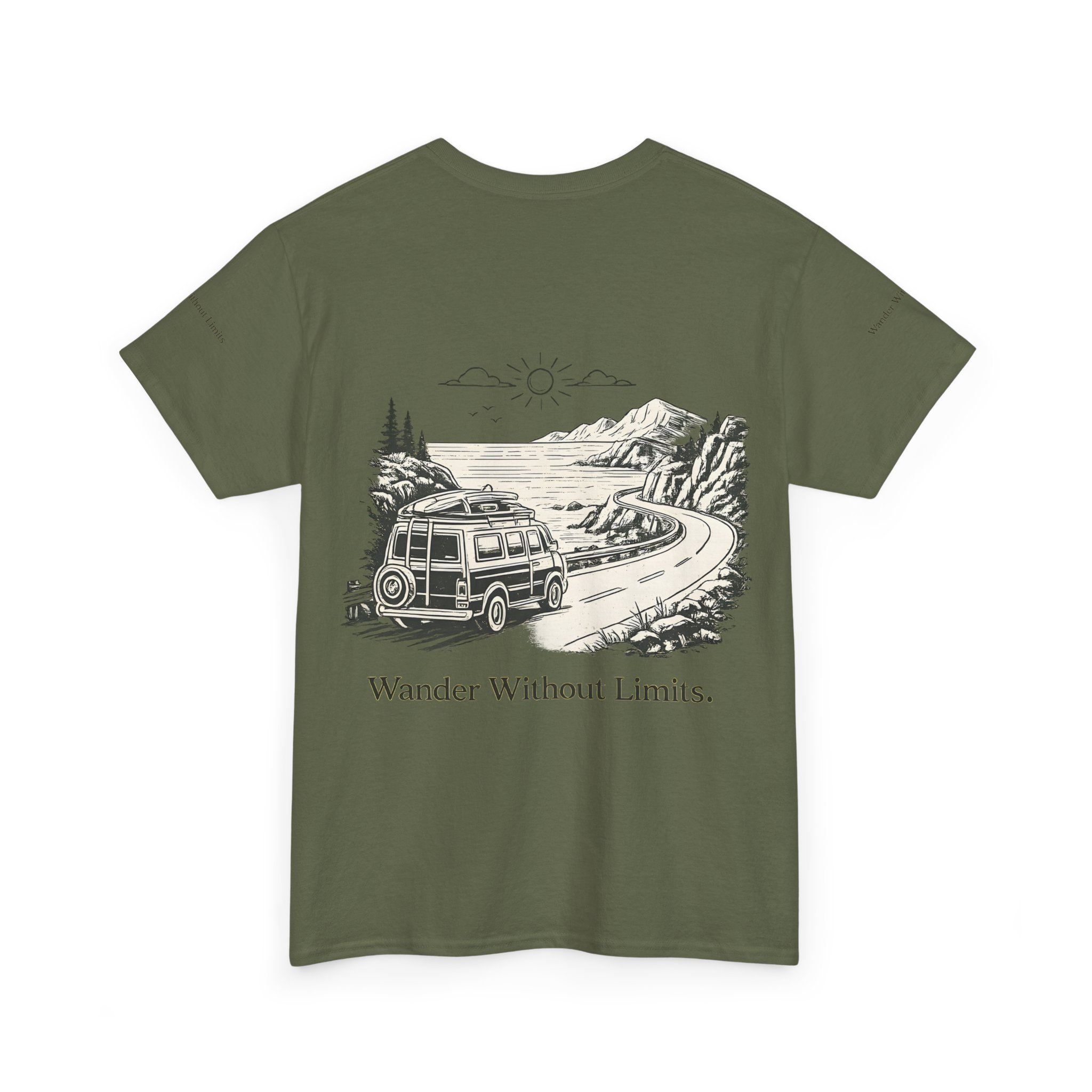 3600774424738310228_2048.jpeg Unisex Heavy Cotton Tee — "Wander Without Limits" Design Minimal-Line