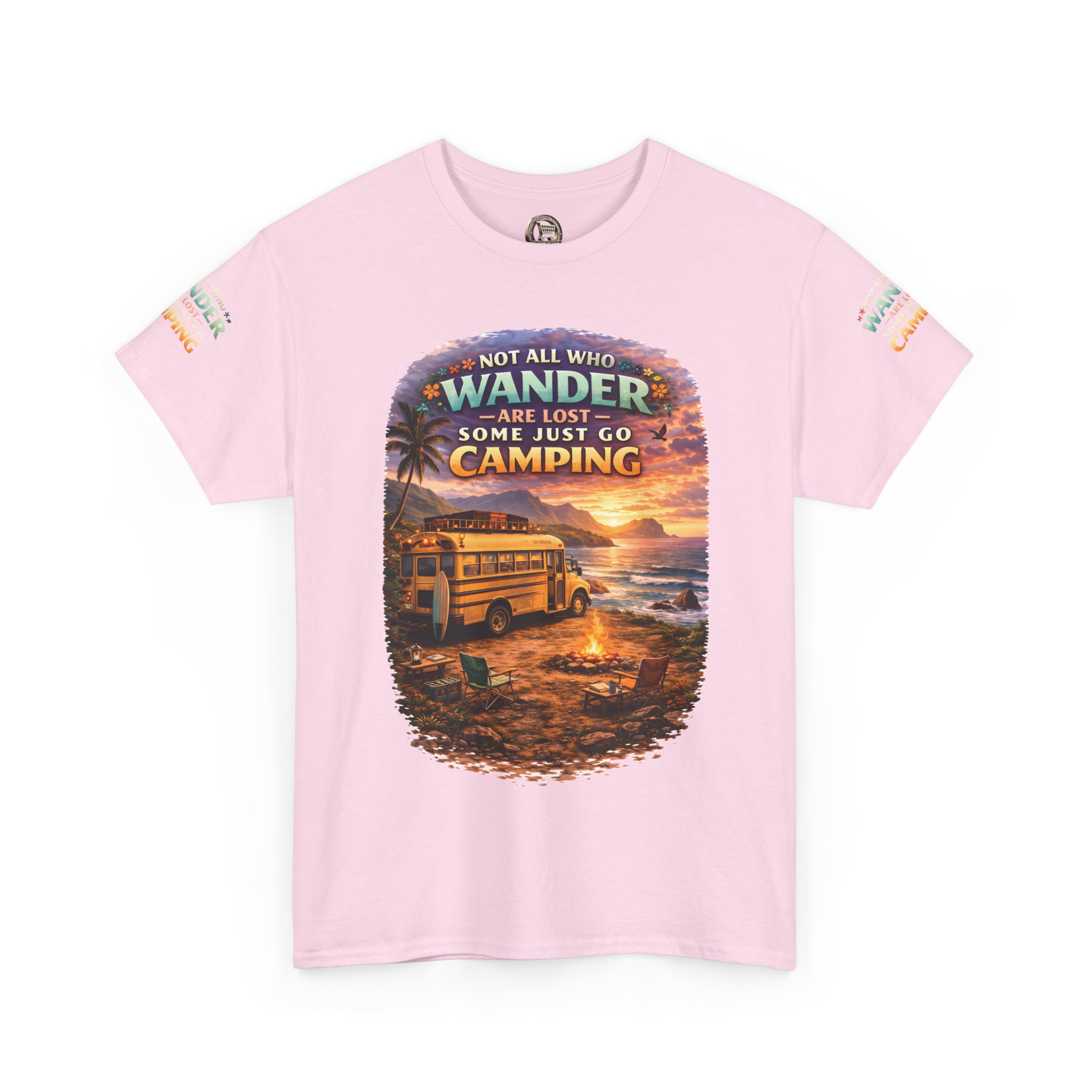 Unisex Heavy Cotton Tee — "Not All Who Wander Are Lost" Design Scenic-Line
