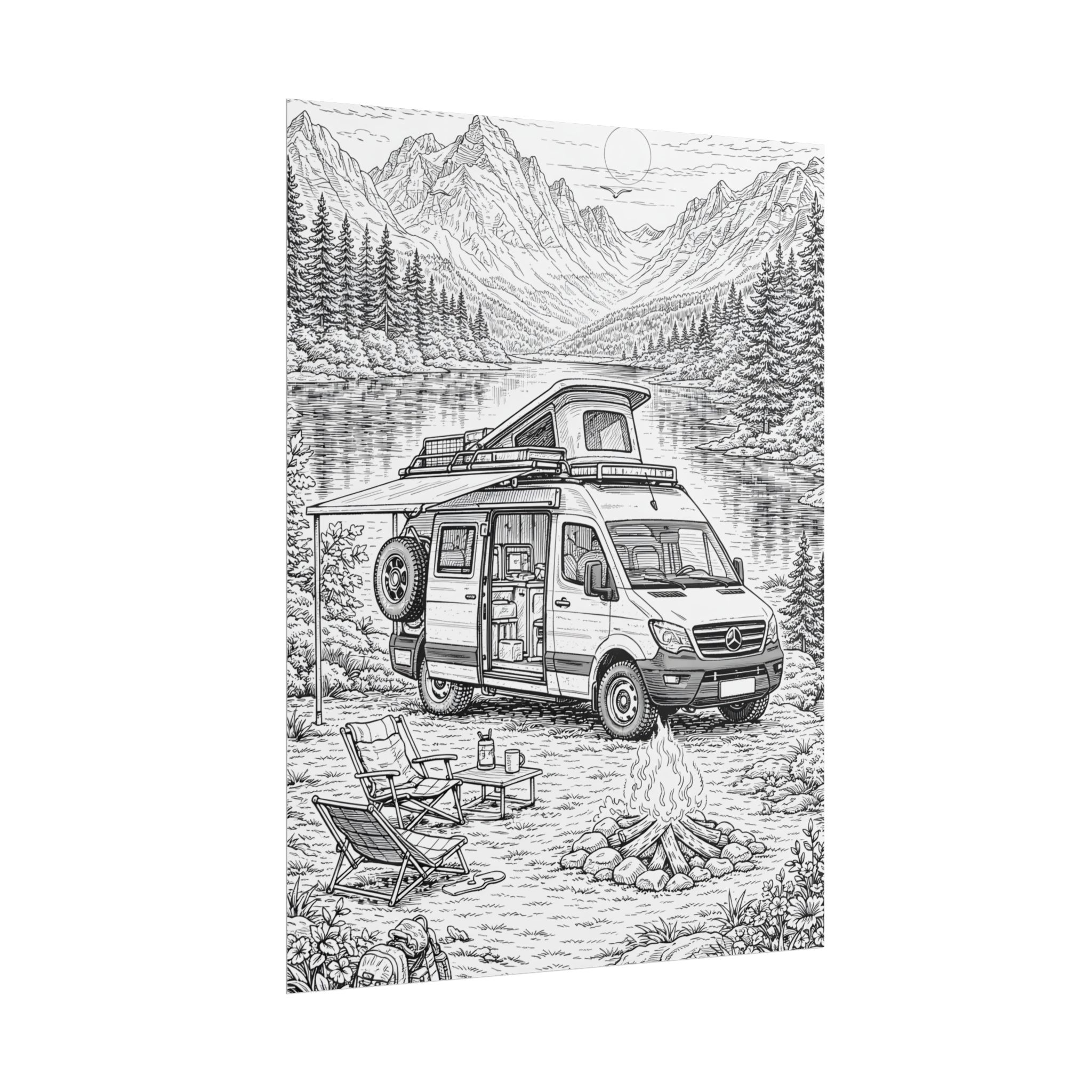 Campervan Poster — Vintage RV Camping Landscape Wall Art