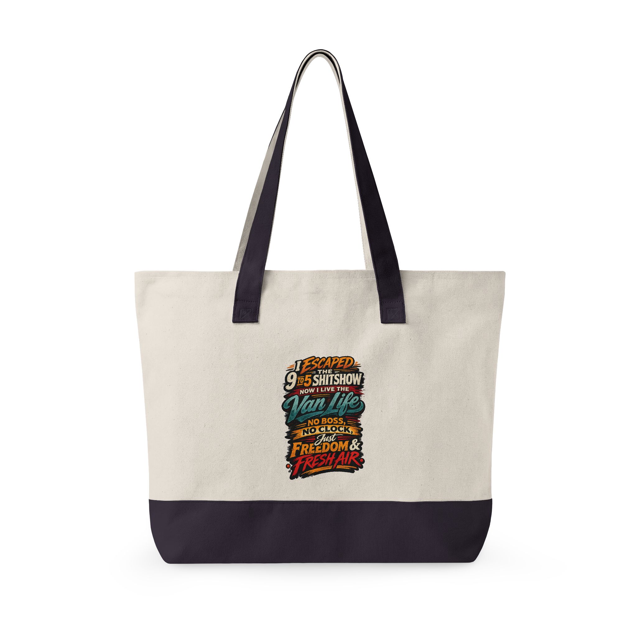 3607543049969805460_2048.jpeg Zippered Canvas Tote — "I Escaped The 9 To 5" (Design F**K-Line)