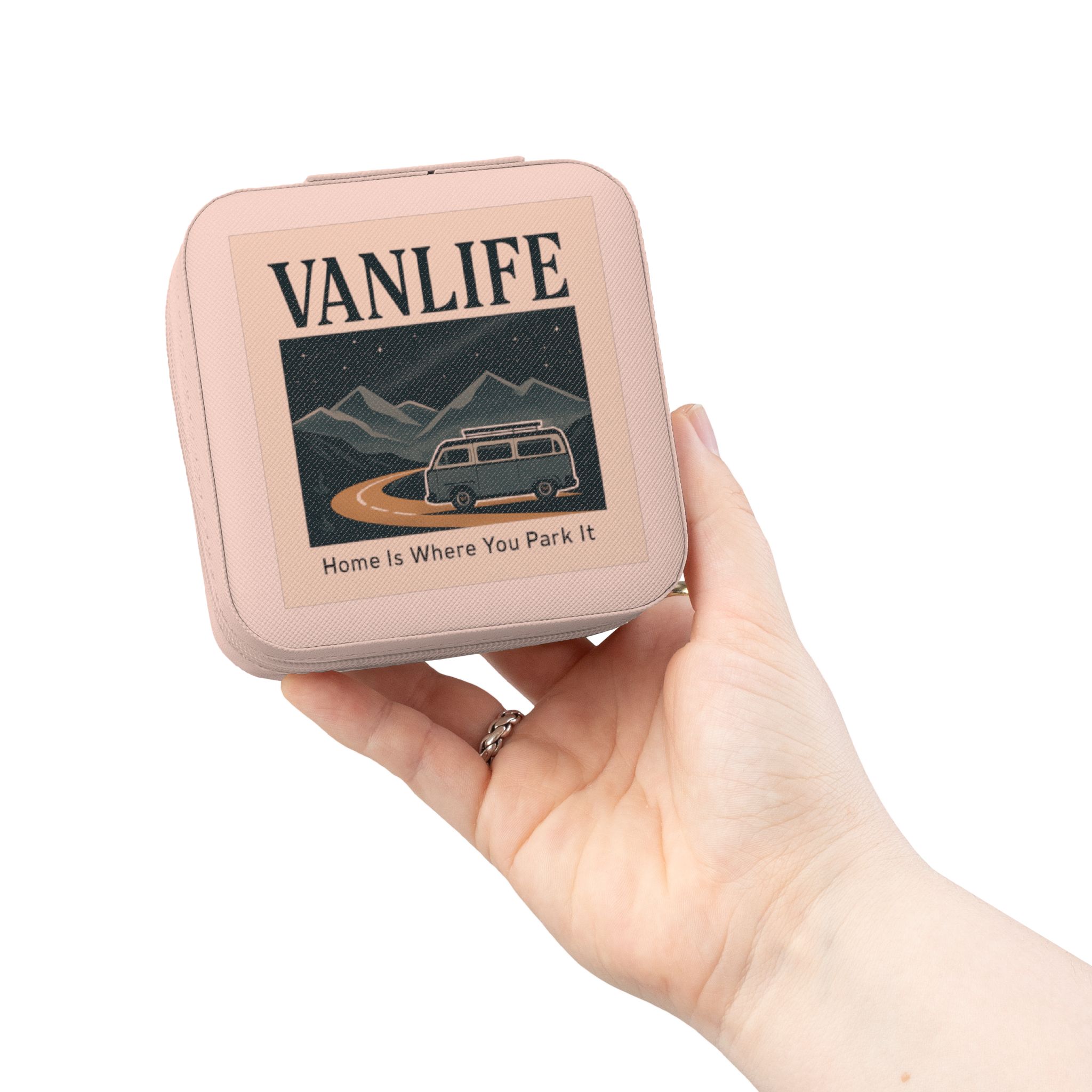 "NEW" Vanlife Jewelry Travel Case – ("Home Is Where You Park It -But The View keep Changing”) Compact Ring & Earring Organizer ("Home Is Where You Park It -But The View keep Changing”)