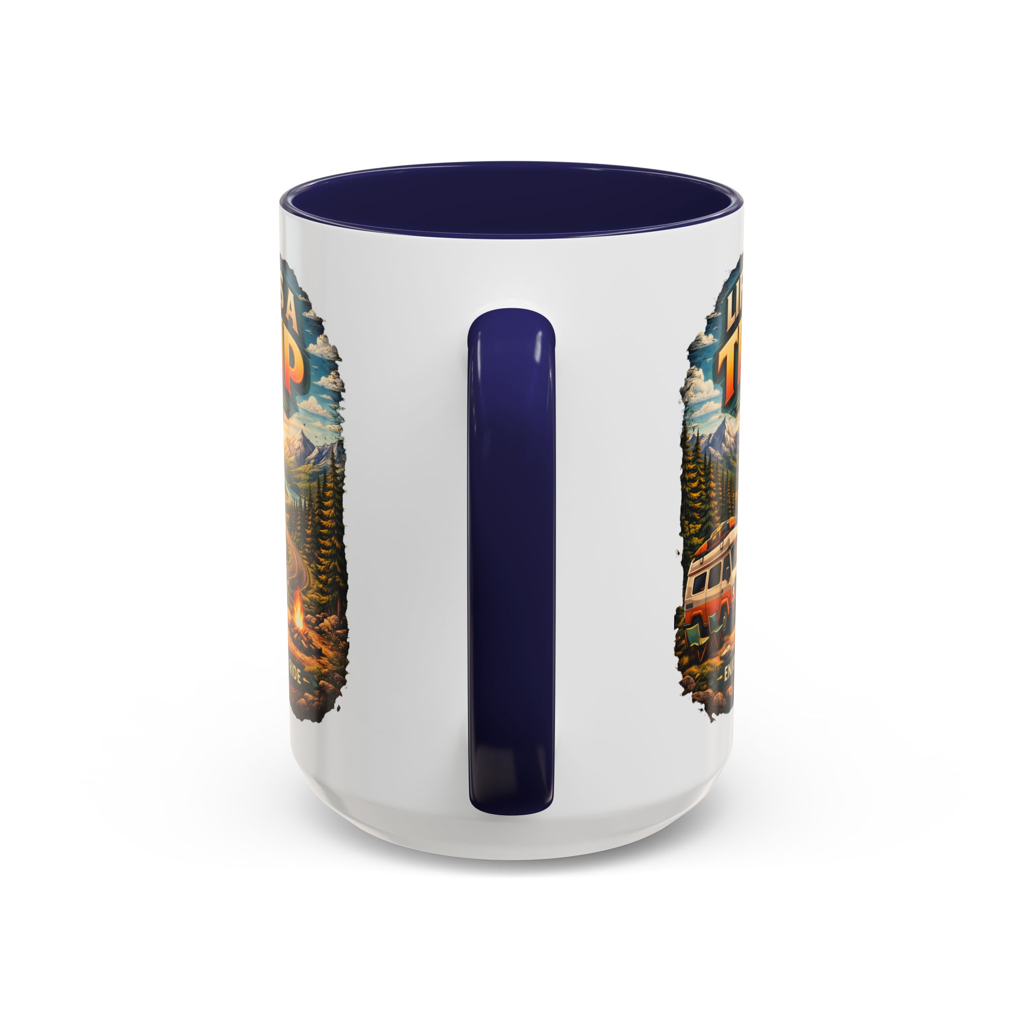 Accent Coffee Mug (11, 15oz) — "Life s A Trip" Design Scenic-Line