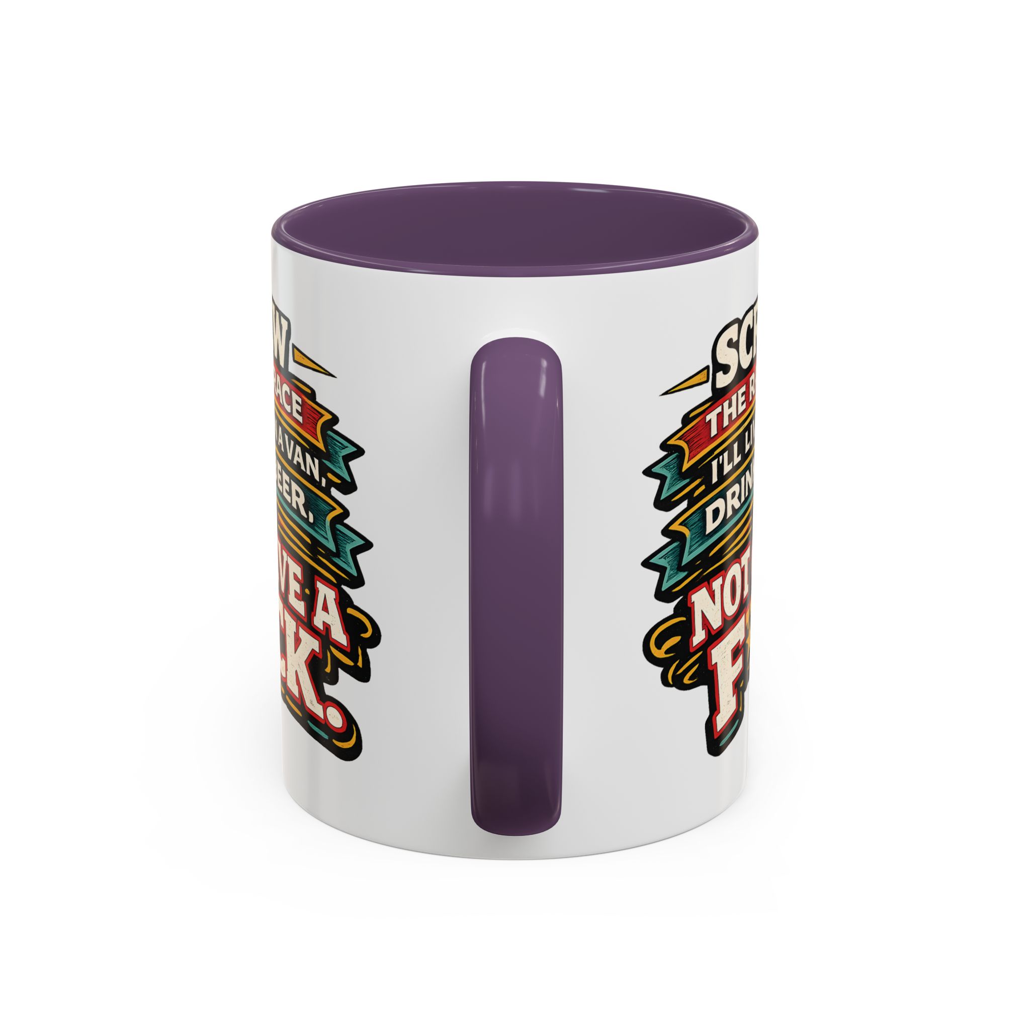 Accent Coffee Mug (11, 15oz) — "Screw The Rat Race" Design F**K-Line