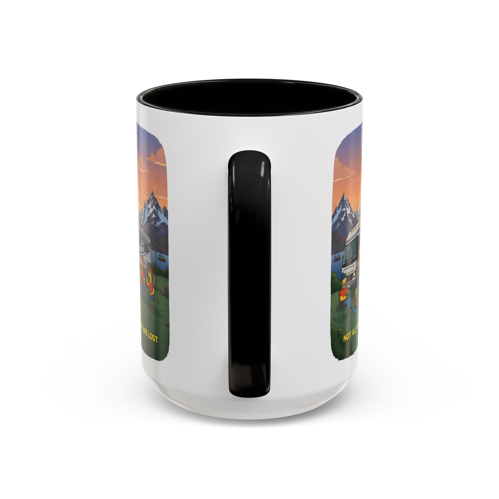 Accent Coffee Mug (11, 15oz) — "Not All Who Wander Are Lost" Design Sitcom-Line