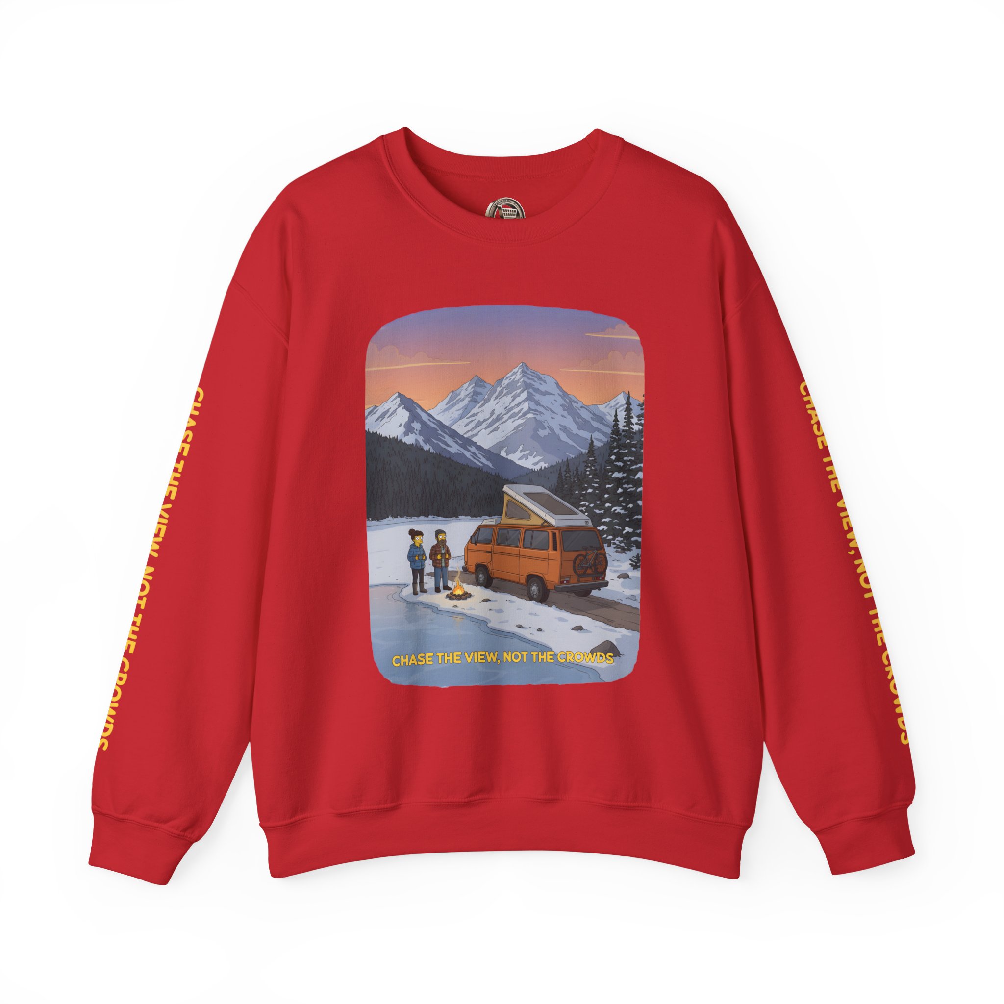 Unisex Heavy Blend™ Crewneck Sweatshirt — "Chase The Views-Not The Crowds"" Design Sitcom-Line