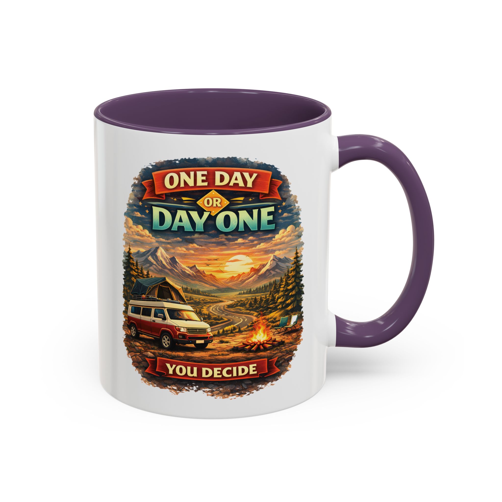 Accent Coffee Mug (11, 15oz) — "One Day Or Day One" Design Scenic-Line