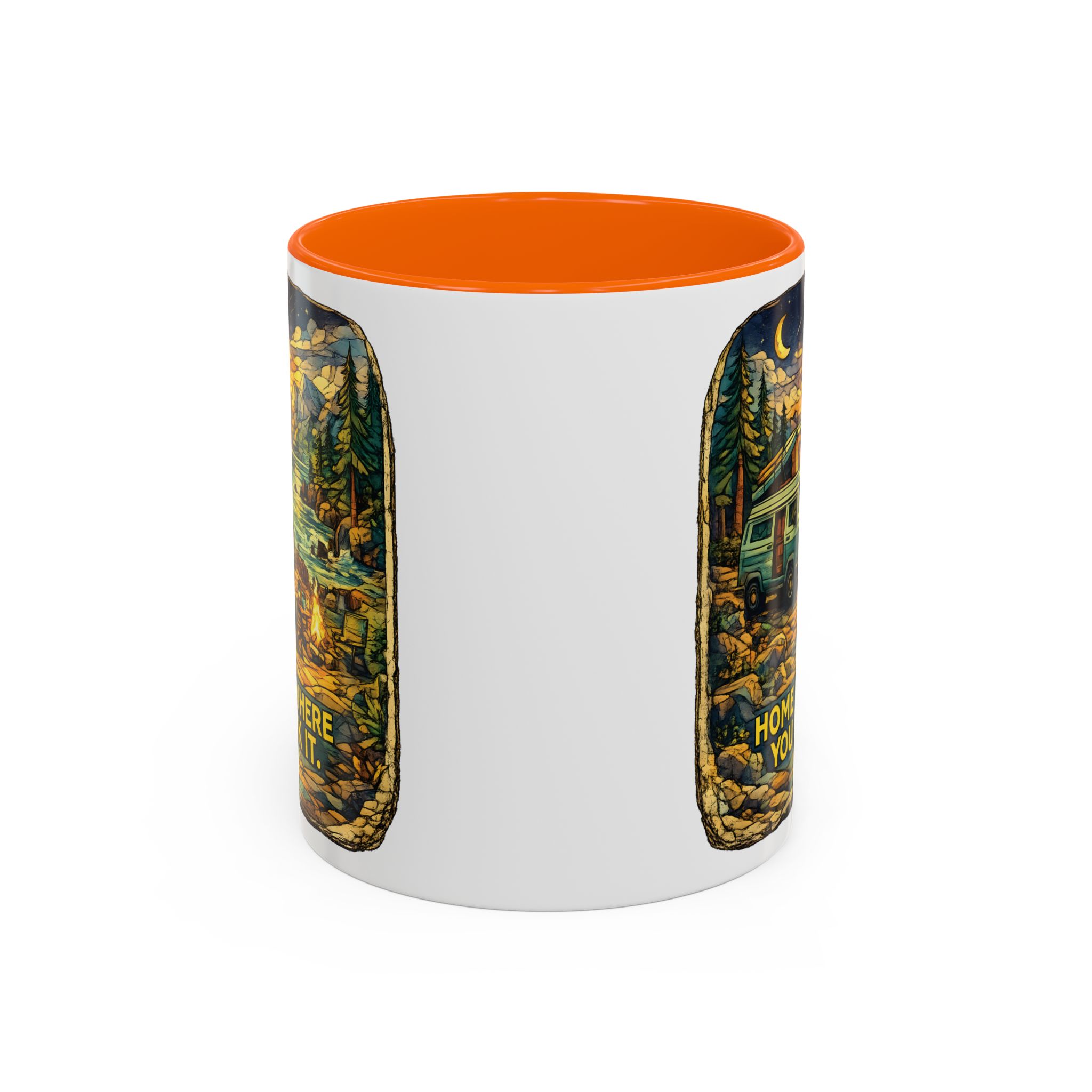 Accent Coffee Mug (11, 15oz) — "Home Is Where You Park It" Design Cubic-Line