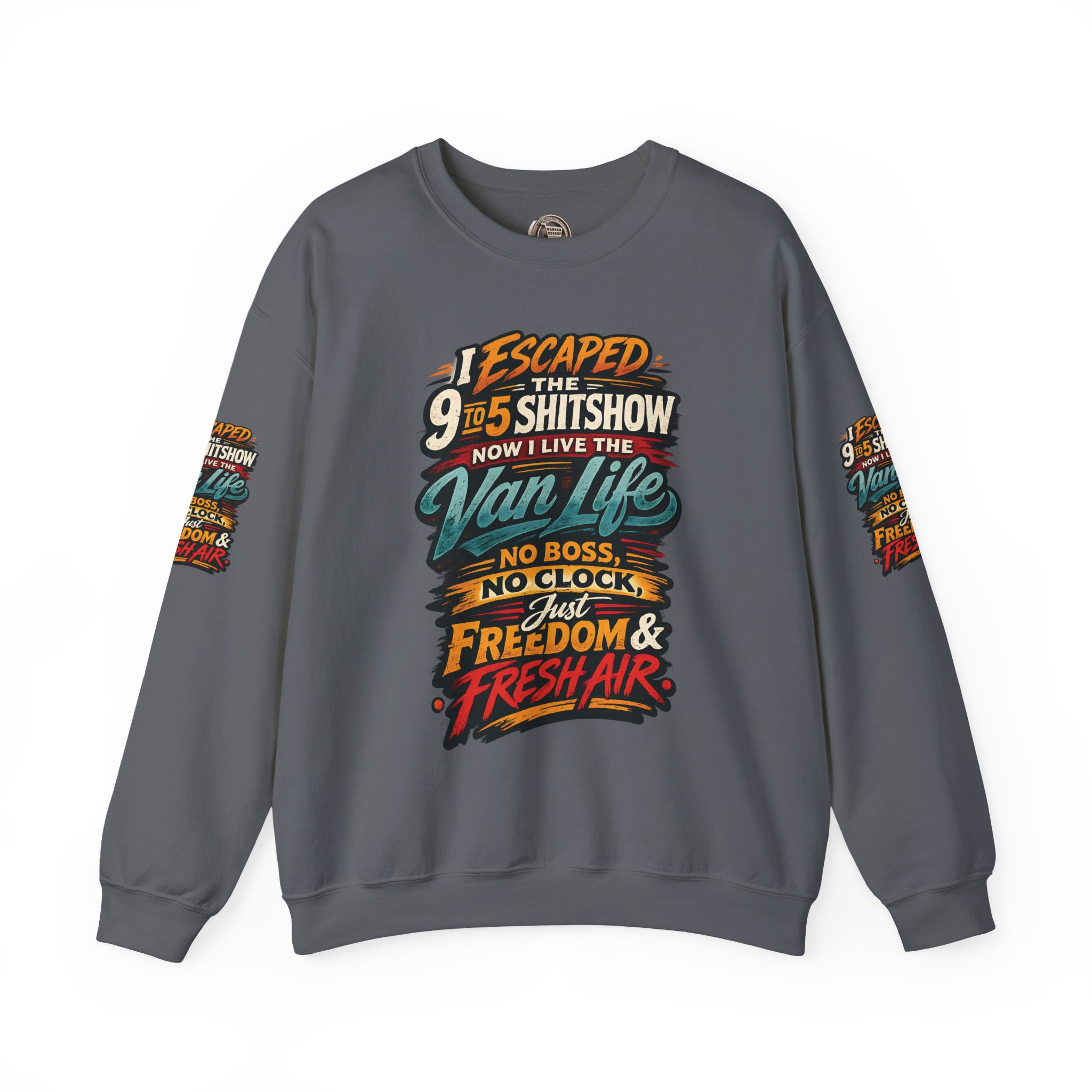 3645224197558308669_2048.jpeg Unisex Heavy Blend™ Crewneck Sweatshirt — "I Escaped The 9 To 5" Design F**K-Line