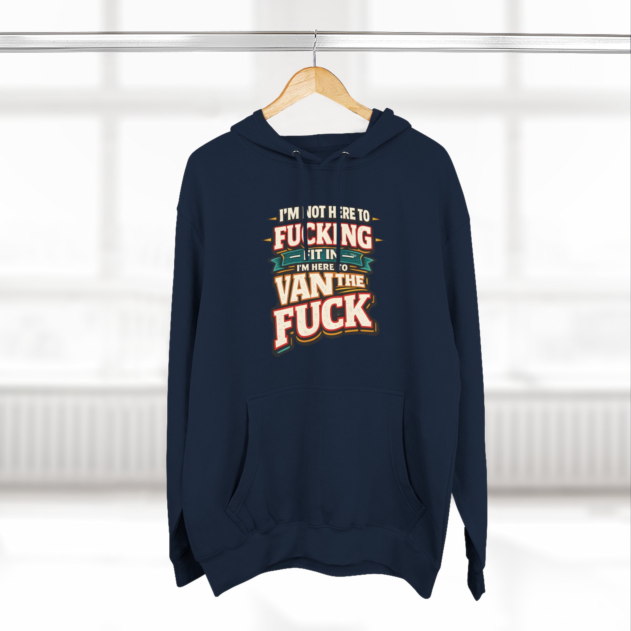 Three-Panel Fleece Hoodie - "I´m Not Here To Fucking Fit In" Design F**K-Line