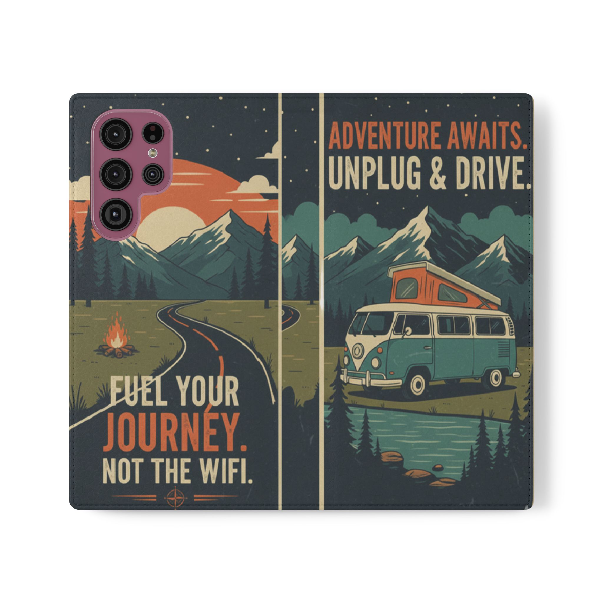 Flip Phone Case — "Fuel Your Journey, Not the Wifi" Wallet Cover
