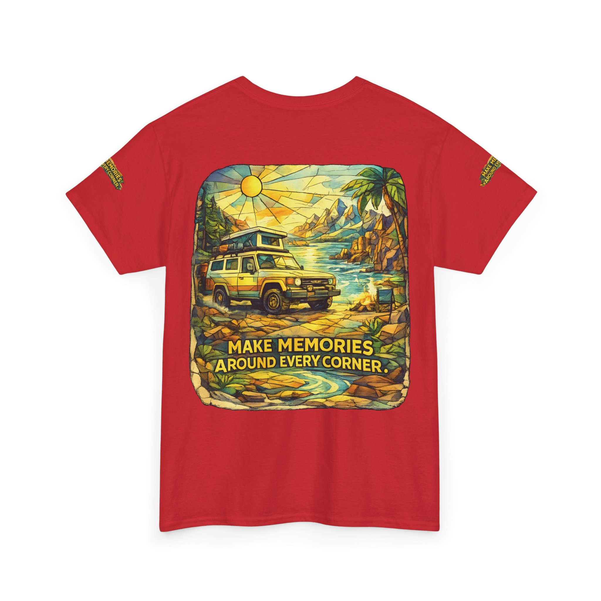 3650077002326049483_2048.jpeg Unisex Heavy Cotton Tee — "Make Memories Around Every Corner" Design Cubic-Line