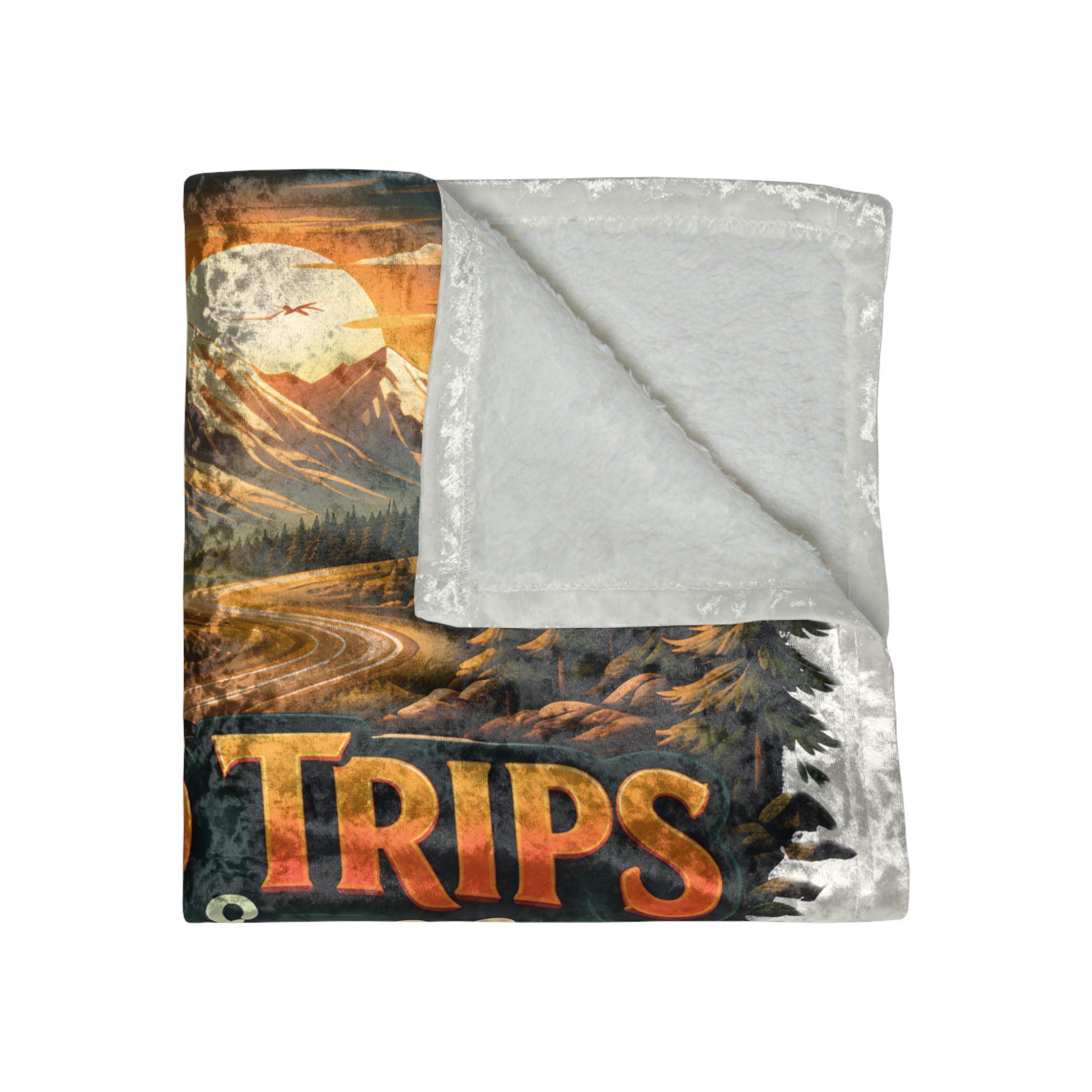 Crushed Velvet Blanket —"Road Trips & Chill" Design Scenic-Line (Campervan)
