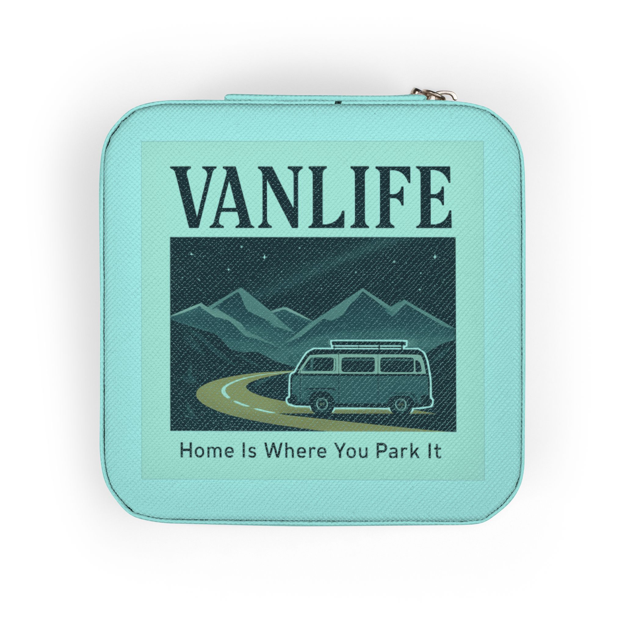 "NEW" Vanlife Jewelry Travel Case – ("Home Is Where You Park It -But The View keep Changing”) Compact Ring & Earring Organizer ("Home Is Where You Park It -But The View keep Changing”)