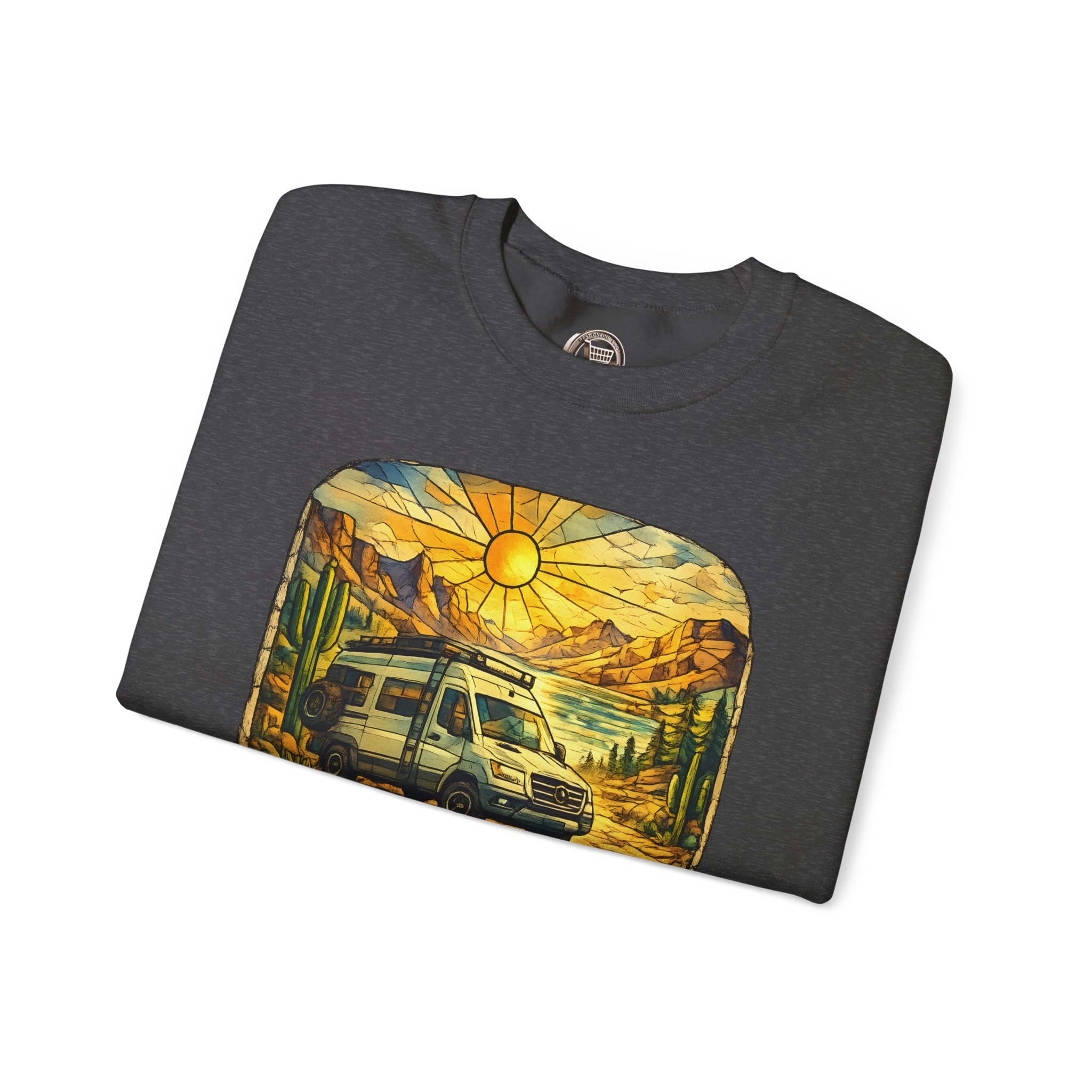 Unisex Heavy Blend™ Crewneck Sweatshirt — "Chase The Sun" Design Cubic-Line