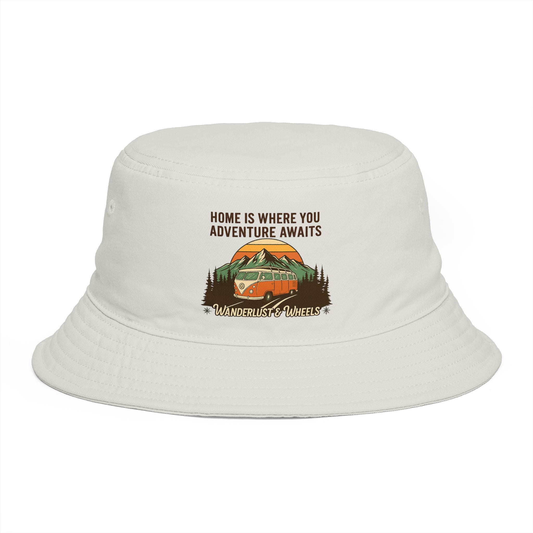 Bucket Hat — Wanderlust Camper Design (“Home is Where You Adventure Awaits”)