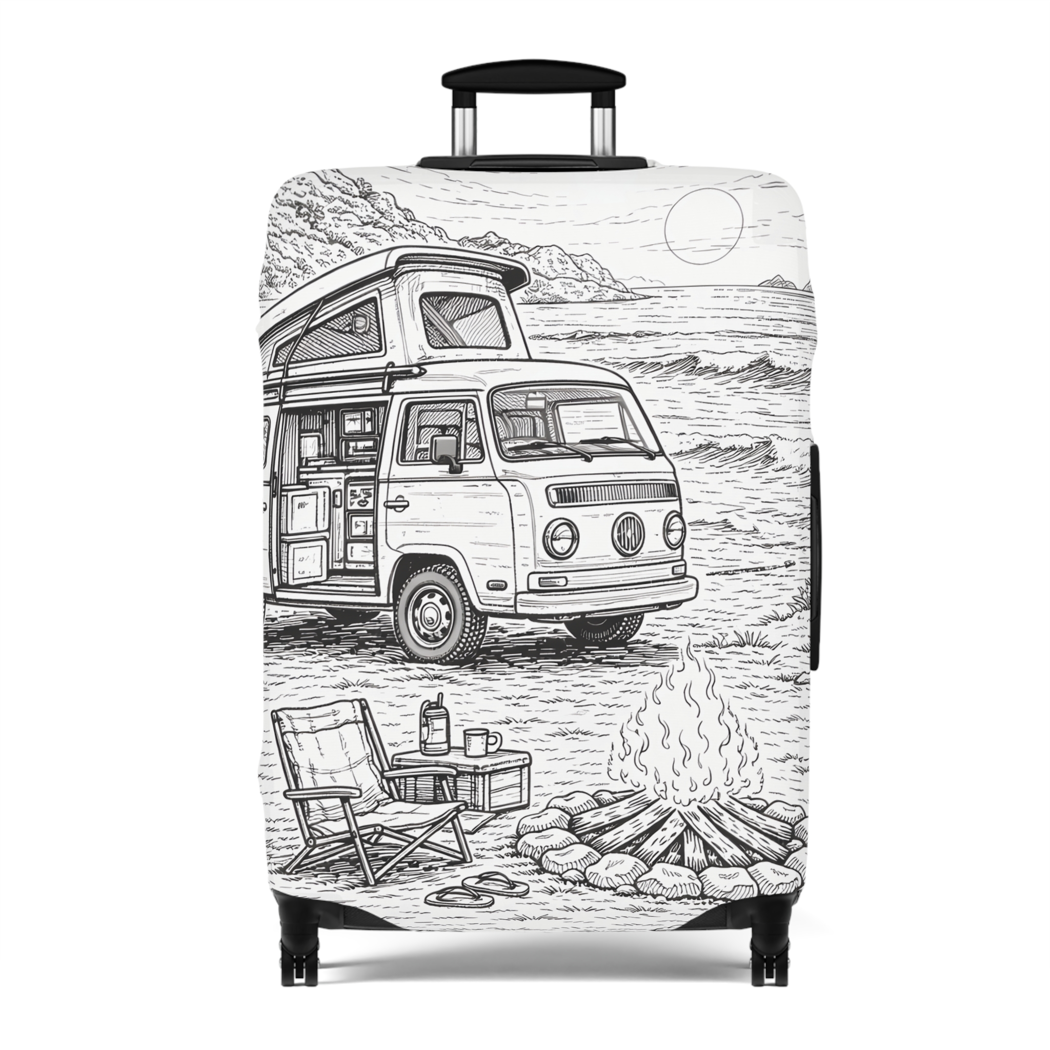 Luggage Cover — Adventure Camper Sketch Travel Suitcase