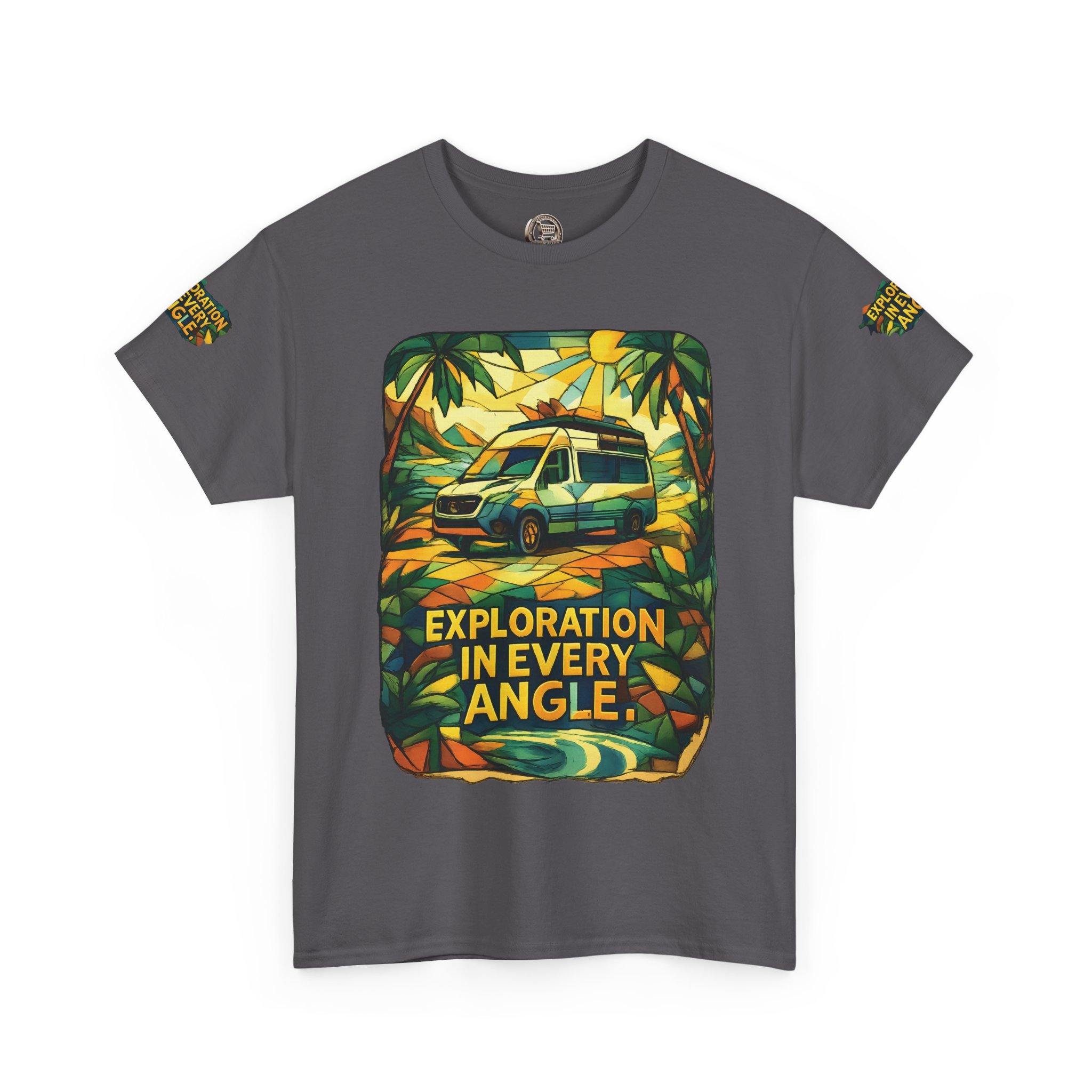 Unisex Heavy Cotton Tee — "Exploration In Every Angle" Design Cubic-Line