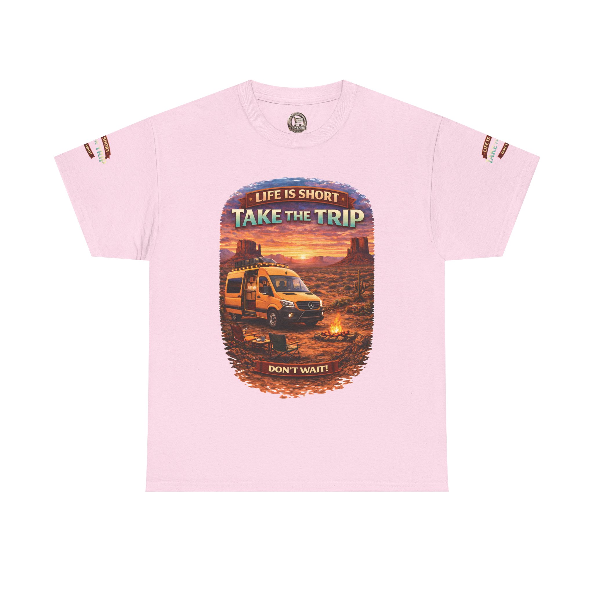 Unisex Heavy Cotton Tee — "Life Is To Short-Take The Trip" Design Scenic-Line