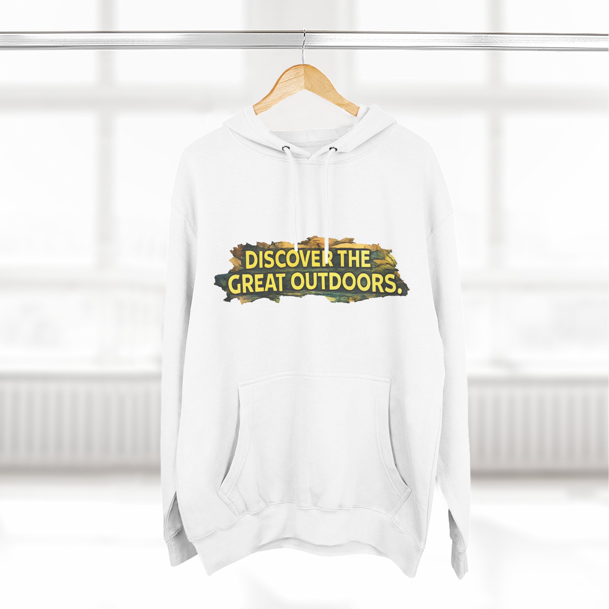 Three-Panel Fleece Hoodie - "Discover The Great Outdoors" Design Cubic-Line