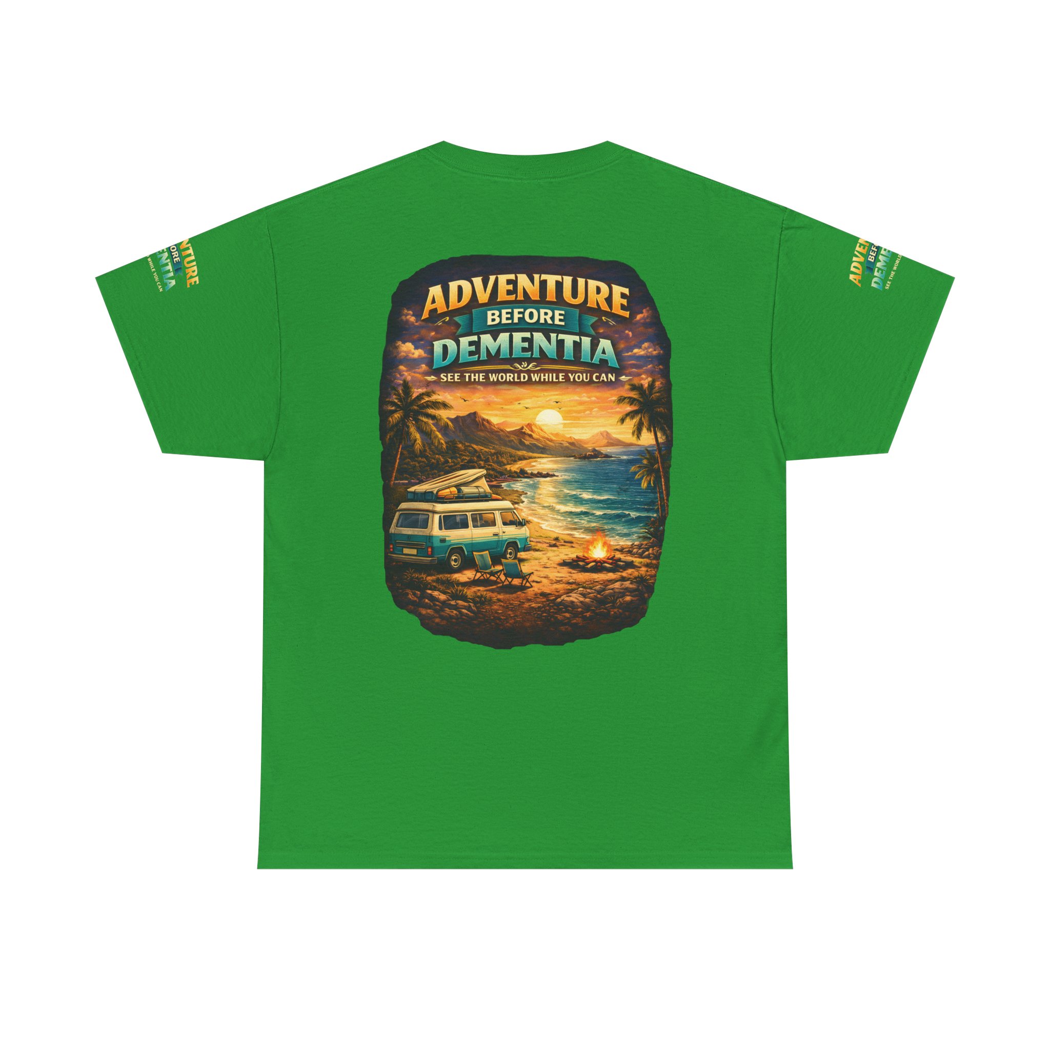 Unisex Heavy Cotton Tee — "Adventure Before Dementia" Design Scenic-Line