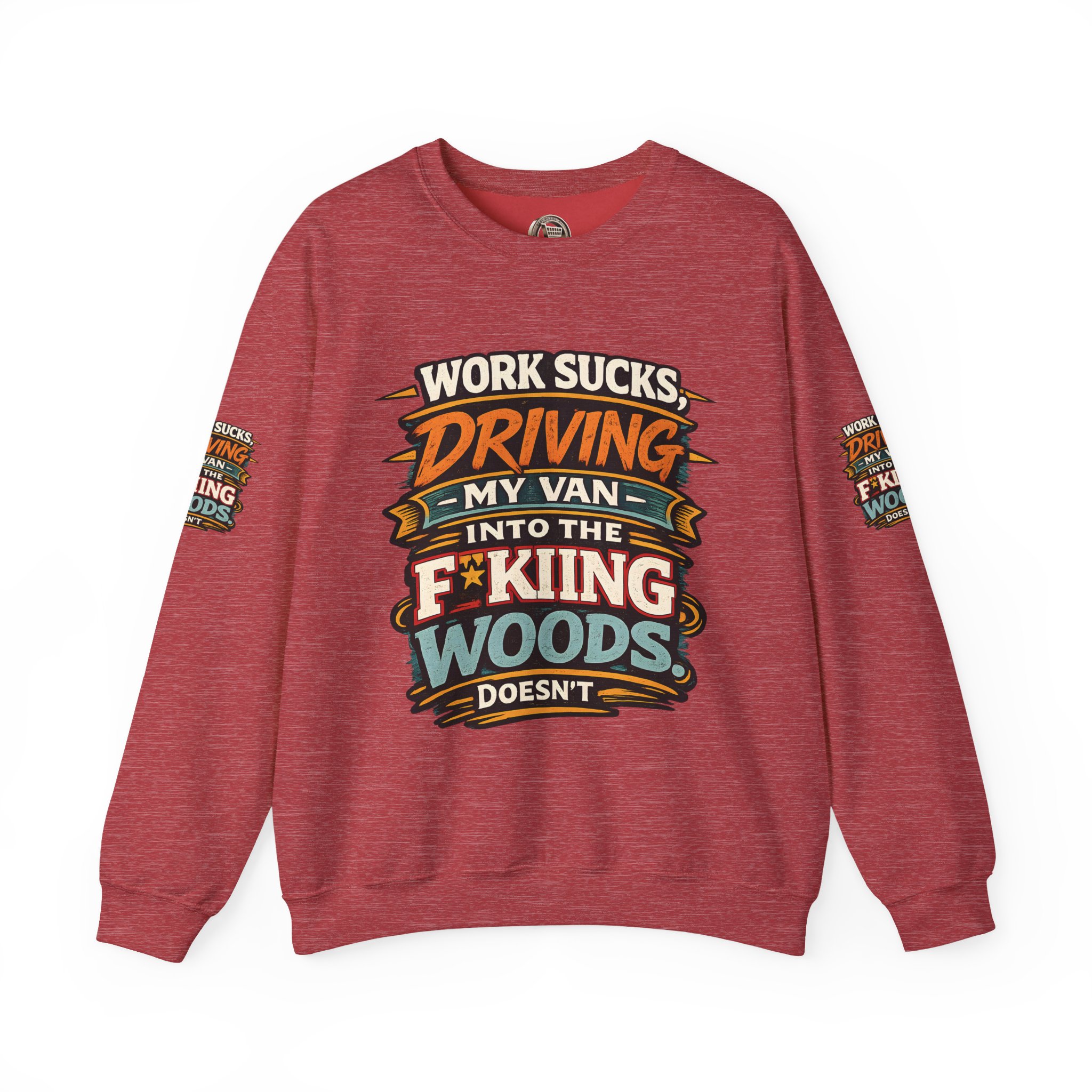Unisex Heavy Blend™ Crewneck Sweatshirt — "Work Sucks" Design F**K-Line