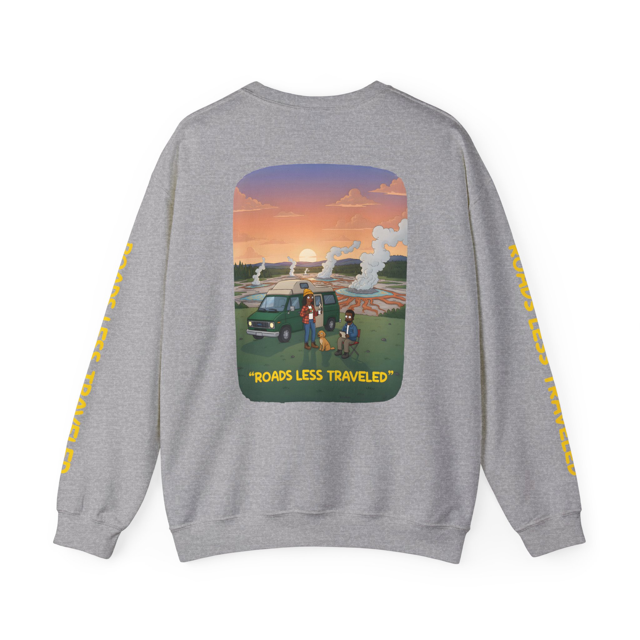 Unisex Heavy Blend™ Crewneck Sweatshirt — "Roads Less Traveled" Design Sitcom-Line