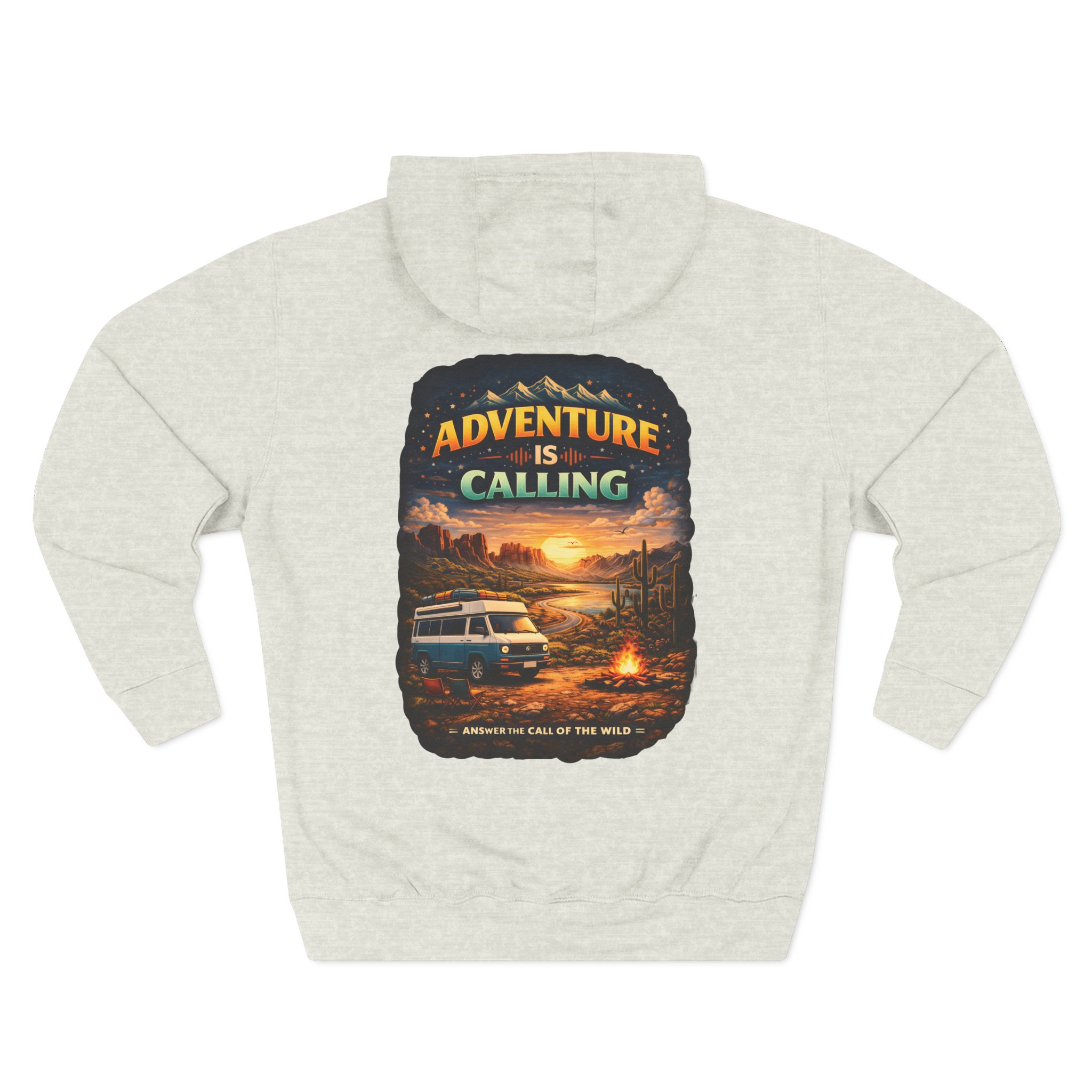 Three-Panel Fleece Hoodie - "Adventure Is Calling" Design Scenic-Line