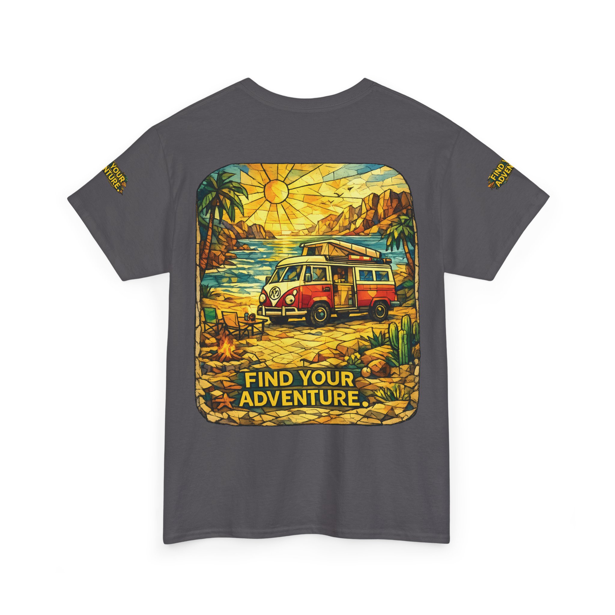 Unisex Heavy Cotton Tee — "Find Your Adventure" Design Cubic-Line