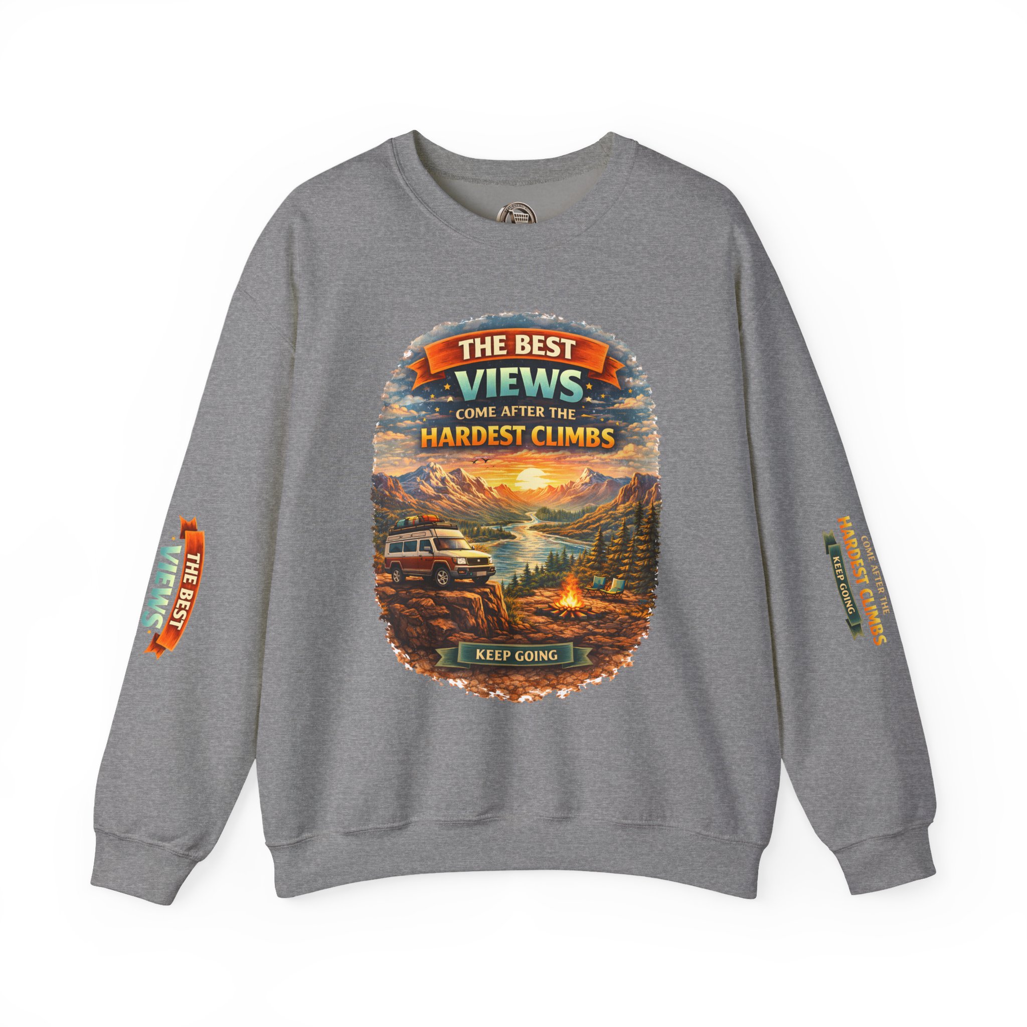Unisex Heavy Blend™ Crewneck Sweatshirt — "The Best Views" Design Scenic-Line