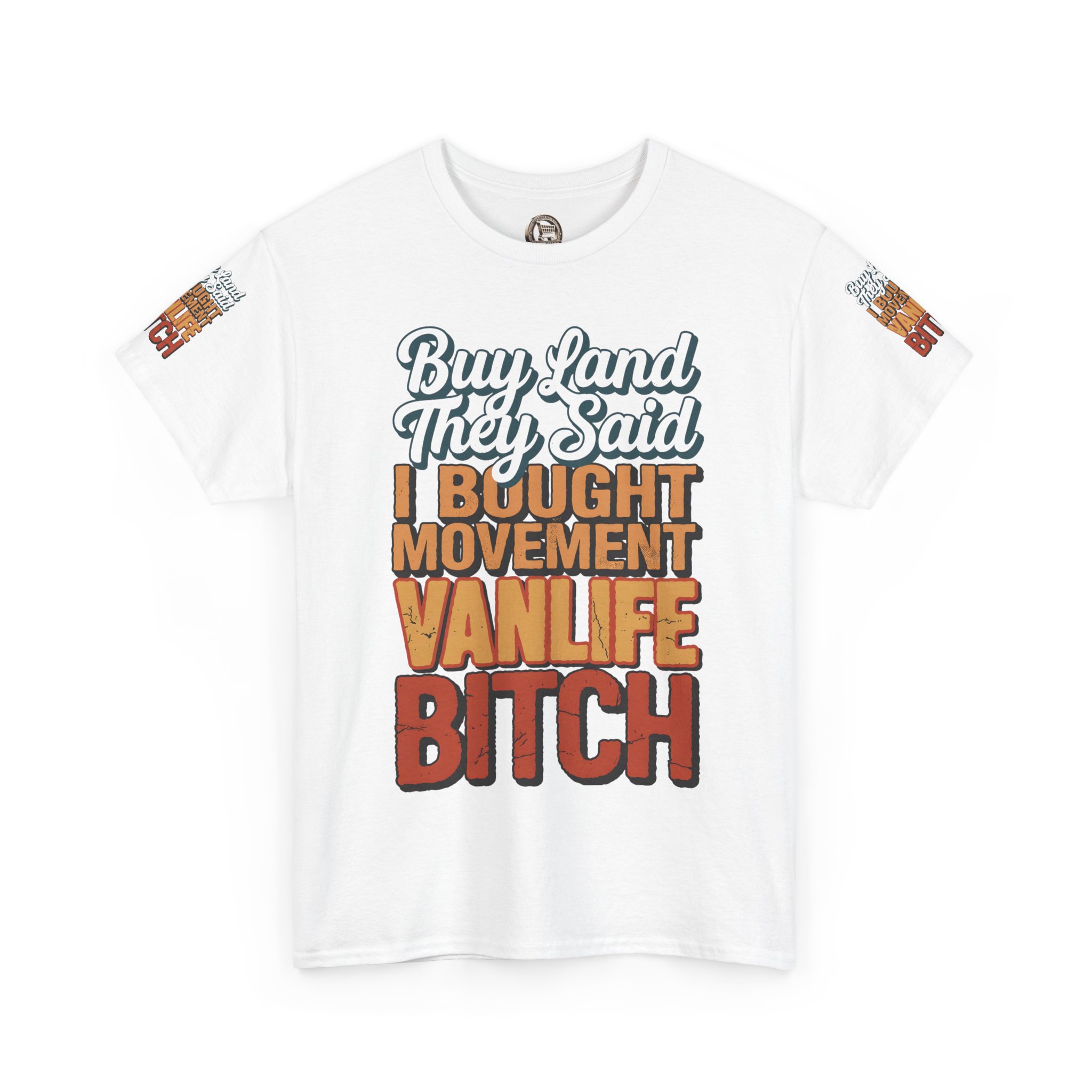 Unisex Heavy Cotton Tee — "Buy Land They Said" Design F**K-Line