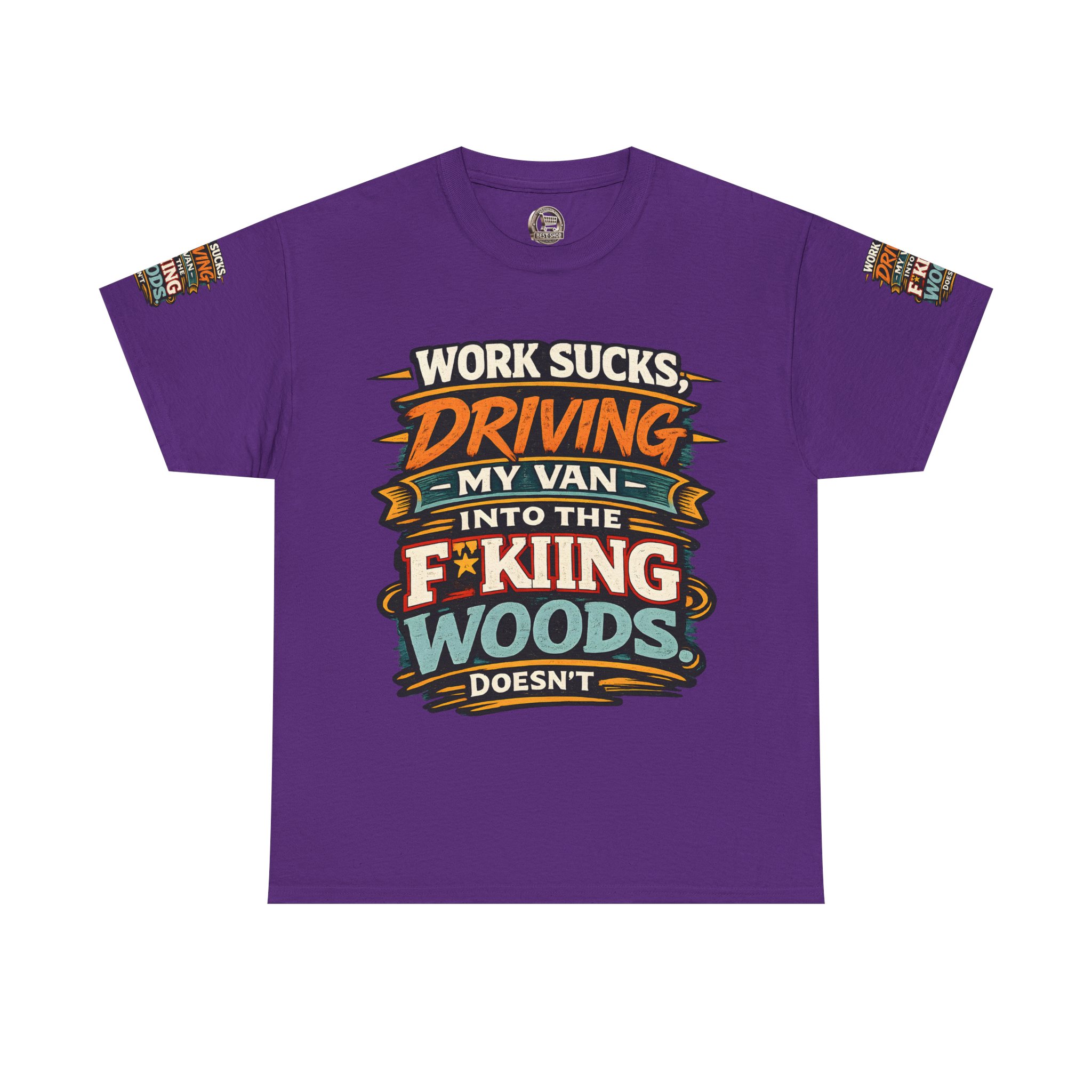 Unisex Heavy Cotton Tee — "Work Sucks" Design F**K-Line
