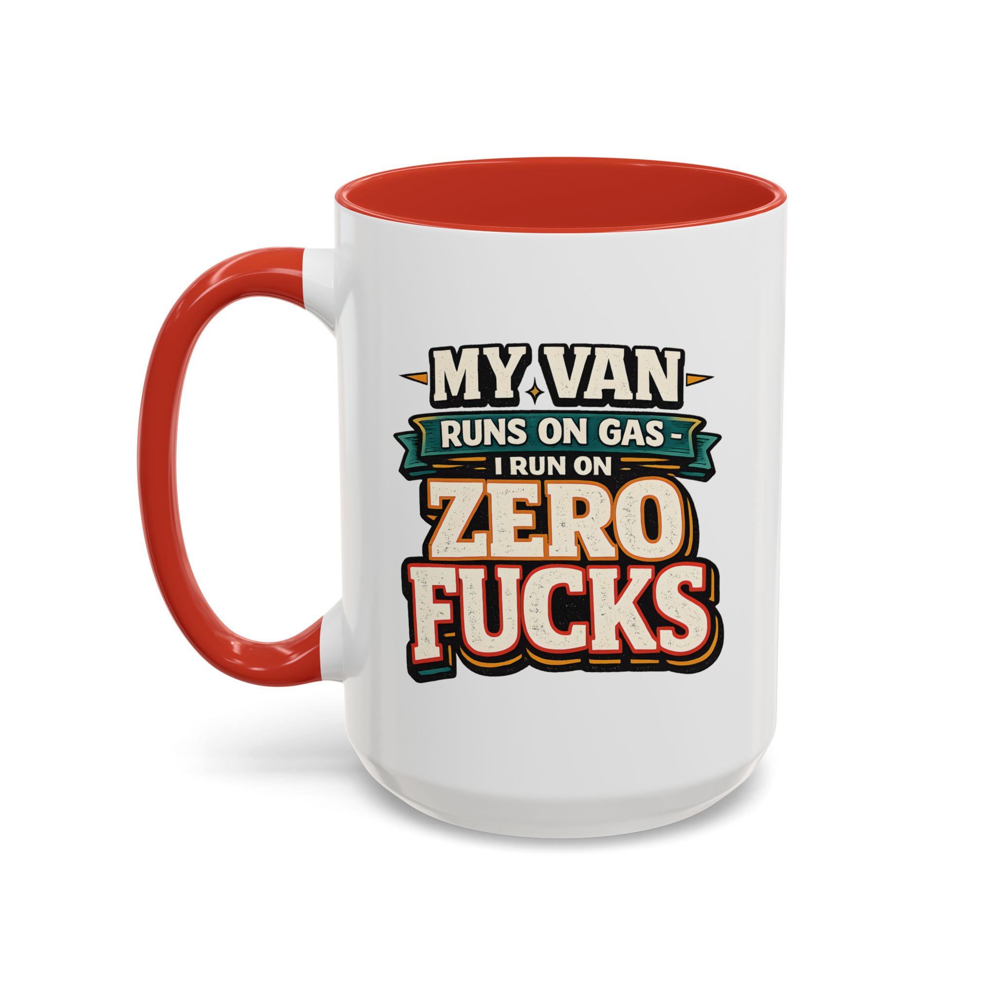 Accent Coffee Mug (11, 15oz) — "My Van Runs On Gas" Design F**K-Line