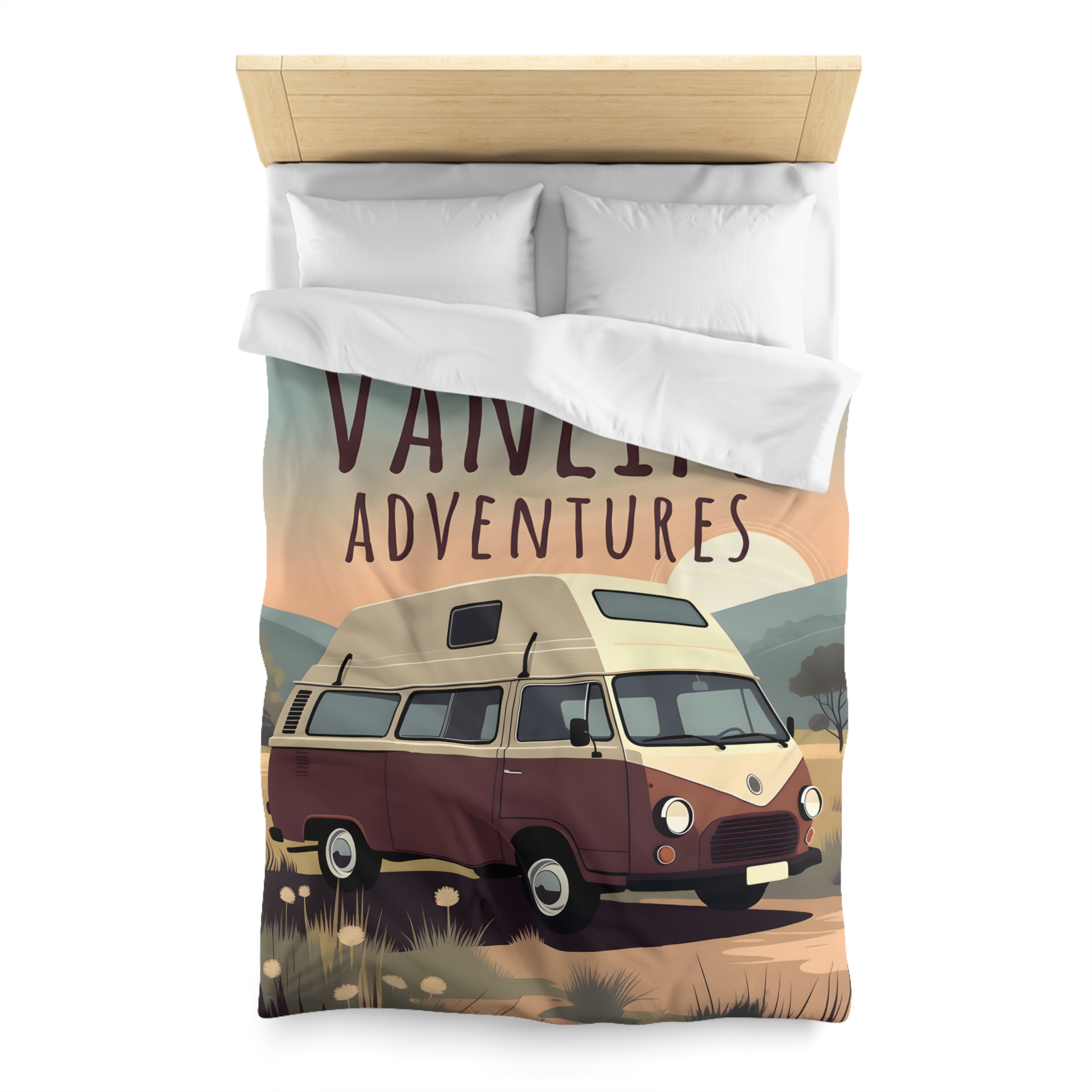 370051512280548806_2048.jpeg Duvet Cover — "Vanlife Adventures" Vintage Camper Van Bedding for Travel Lovers