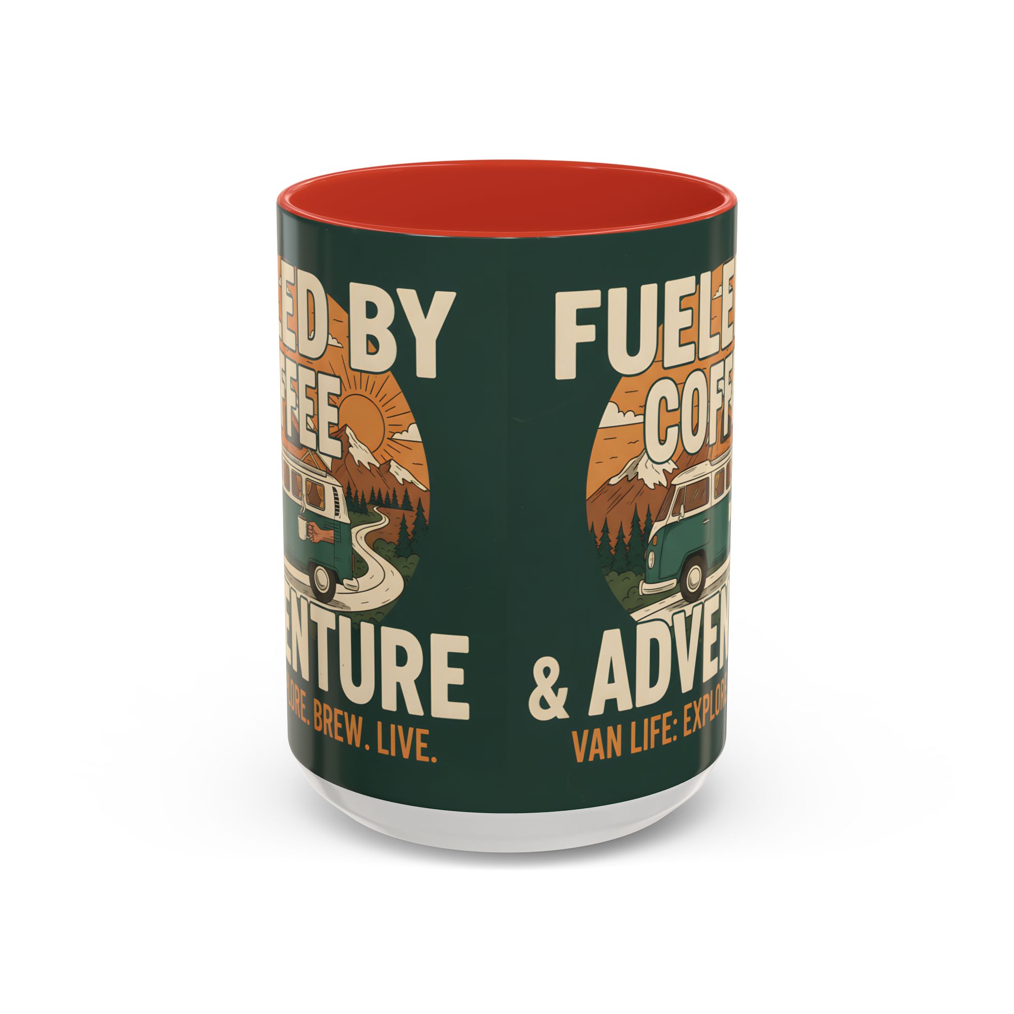 Accent Coffee Mug (11, 15oz) — "Fueled by Coffee & Adventure"
