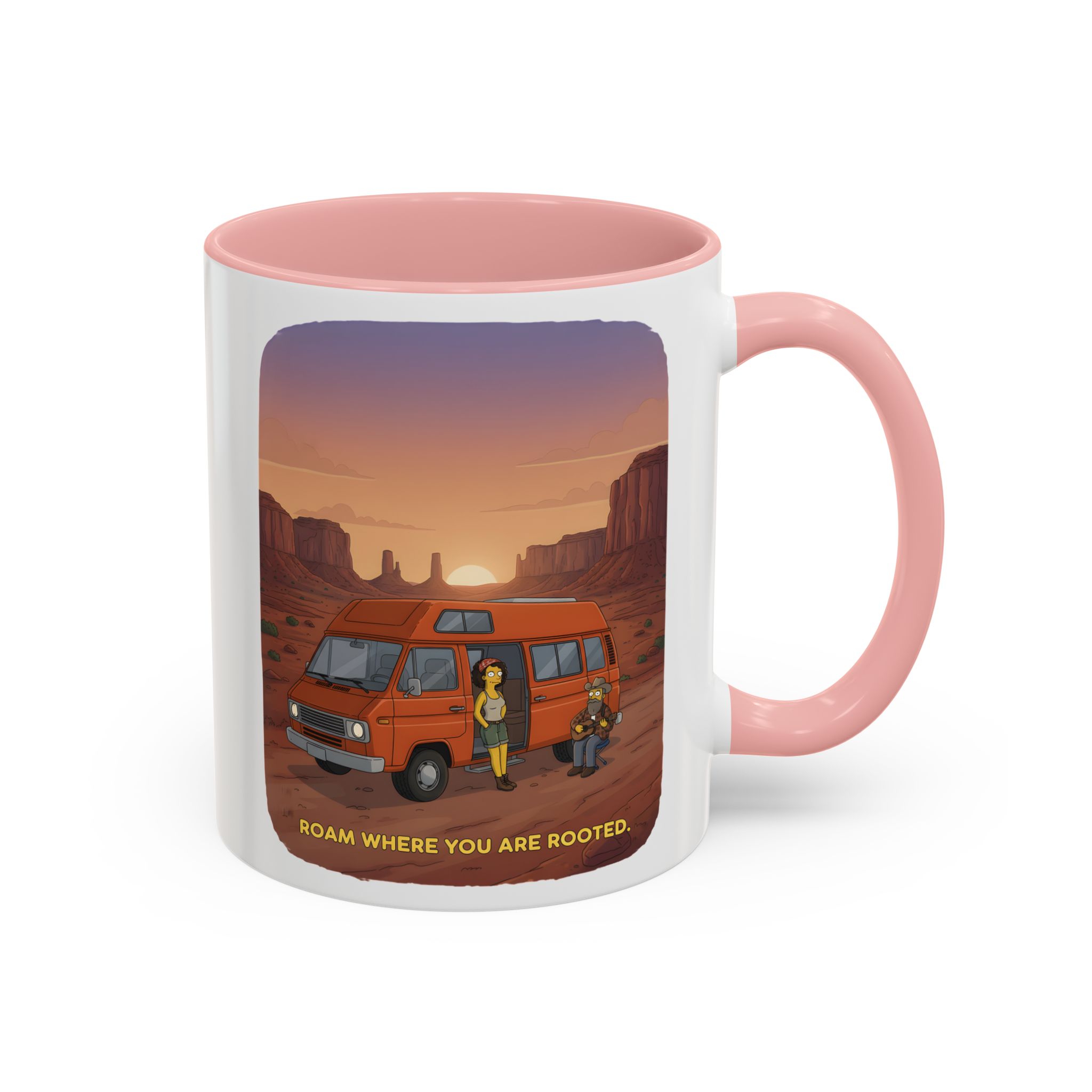Accent Coffee Mug (11, 15oz) — "Roam Where You Are Rooted" Design Sitcom-Line