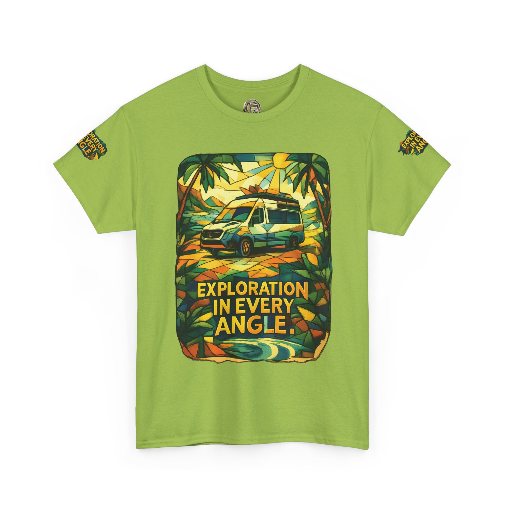 Unisex Heavy Cotton Tee — "Exploration In Every Angle" Design Cubic-Line