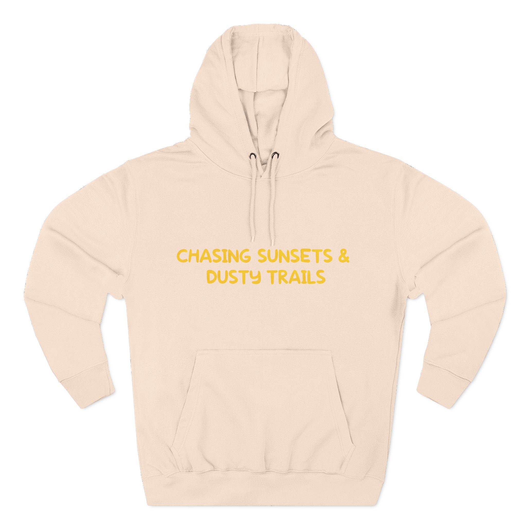 Three-Panel Fleece Hoodie - "Chasing Sunsets And Dusty Trails" Design Sitcom-Line