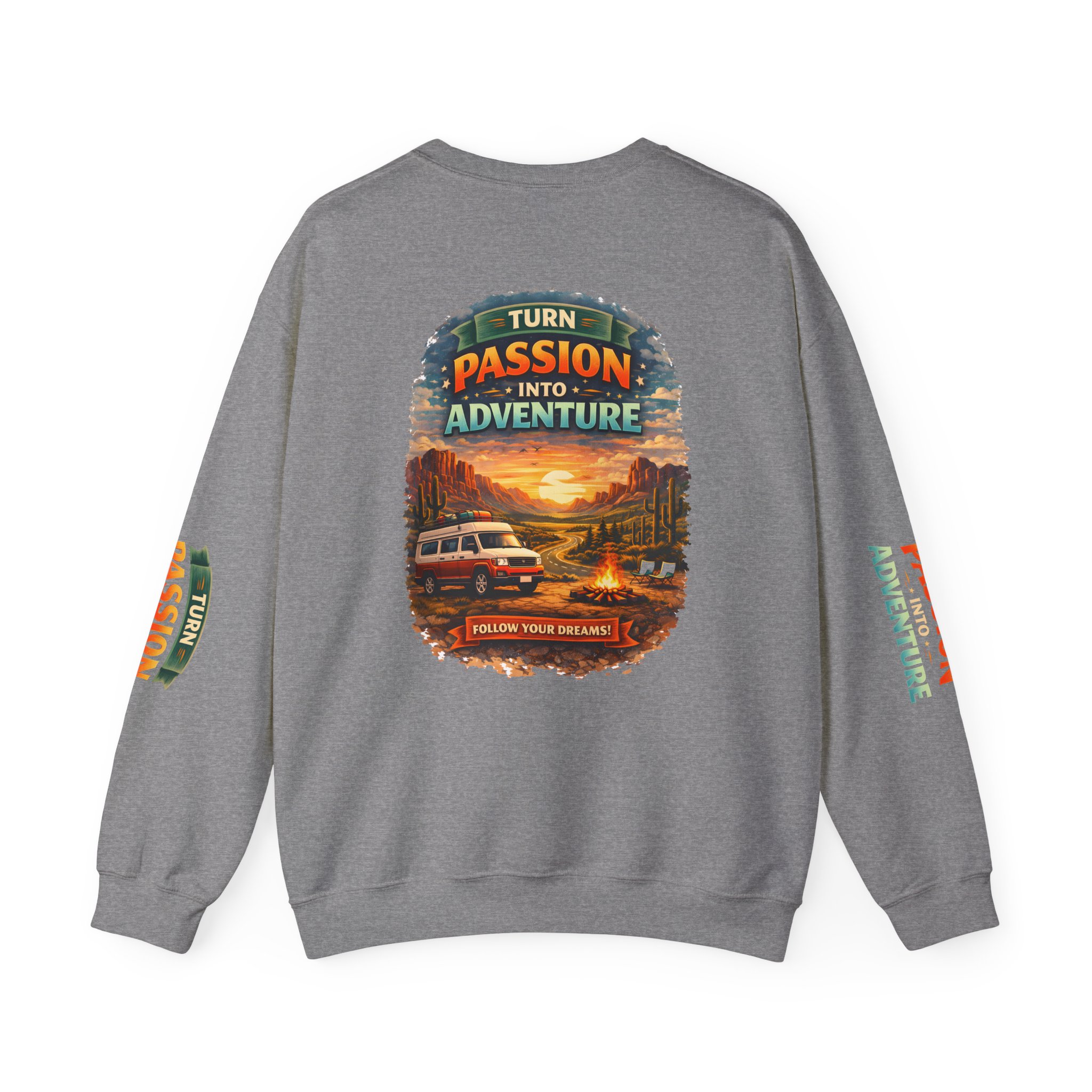 Unisex Heavy Blend™ Crewneck Sweatshirt — "Turn Passion Into Adventure" Design Scenic-Line