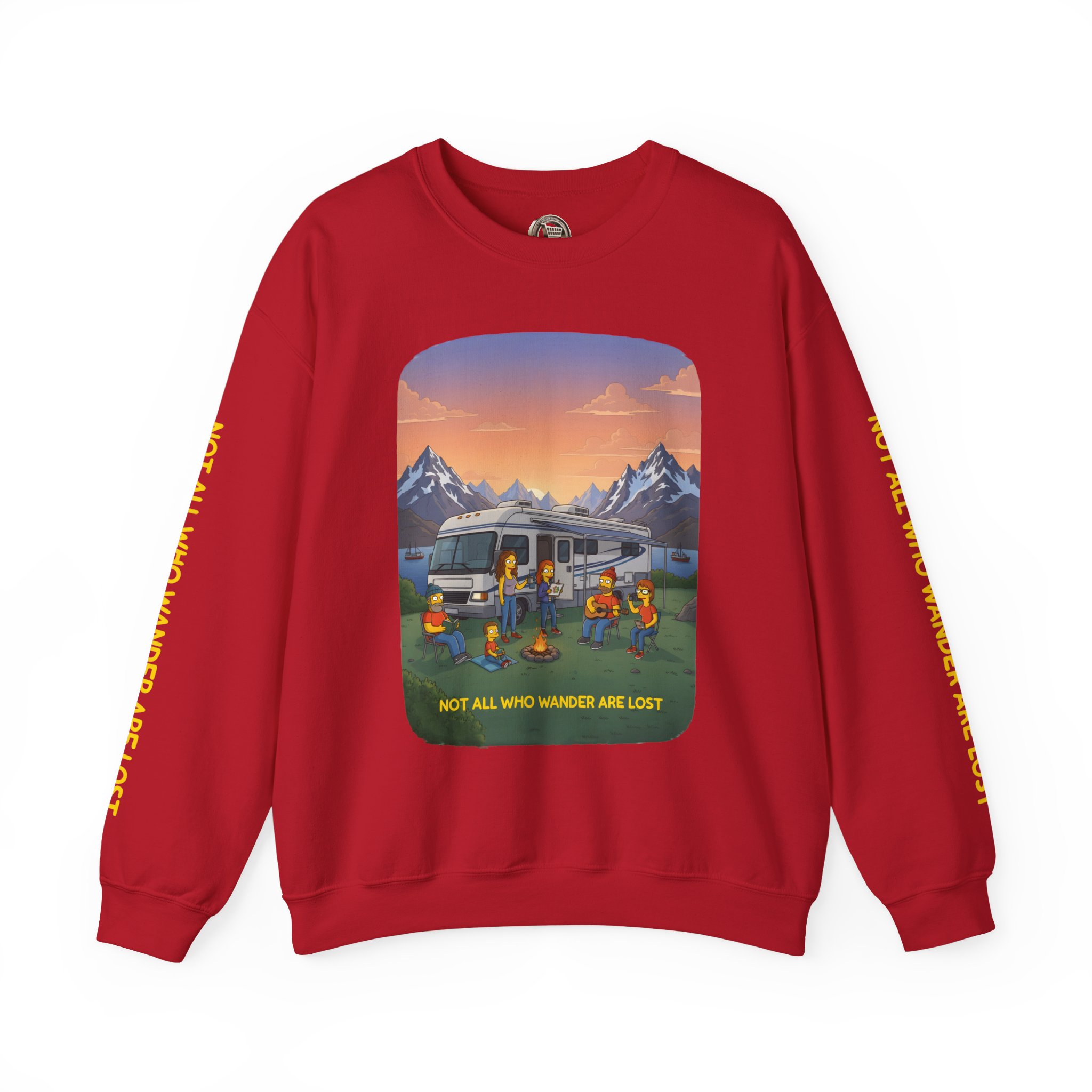 Unisex Heavy Blend™ Crewneck Sweatshirt — "Not All Who Wander Are Lost" Design Sitcom-Line