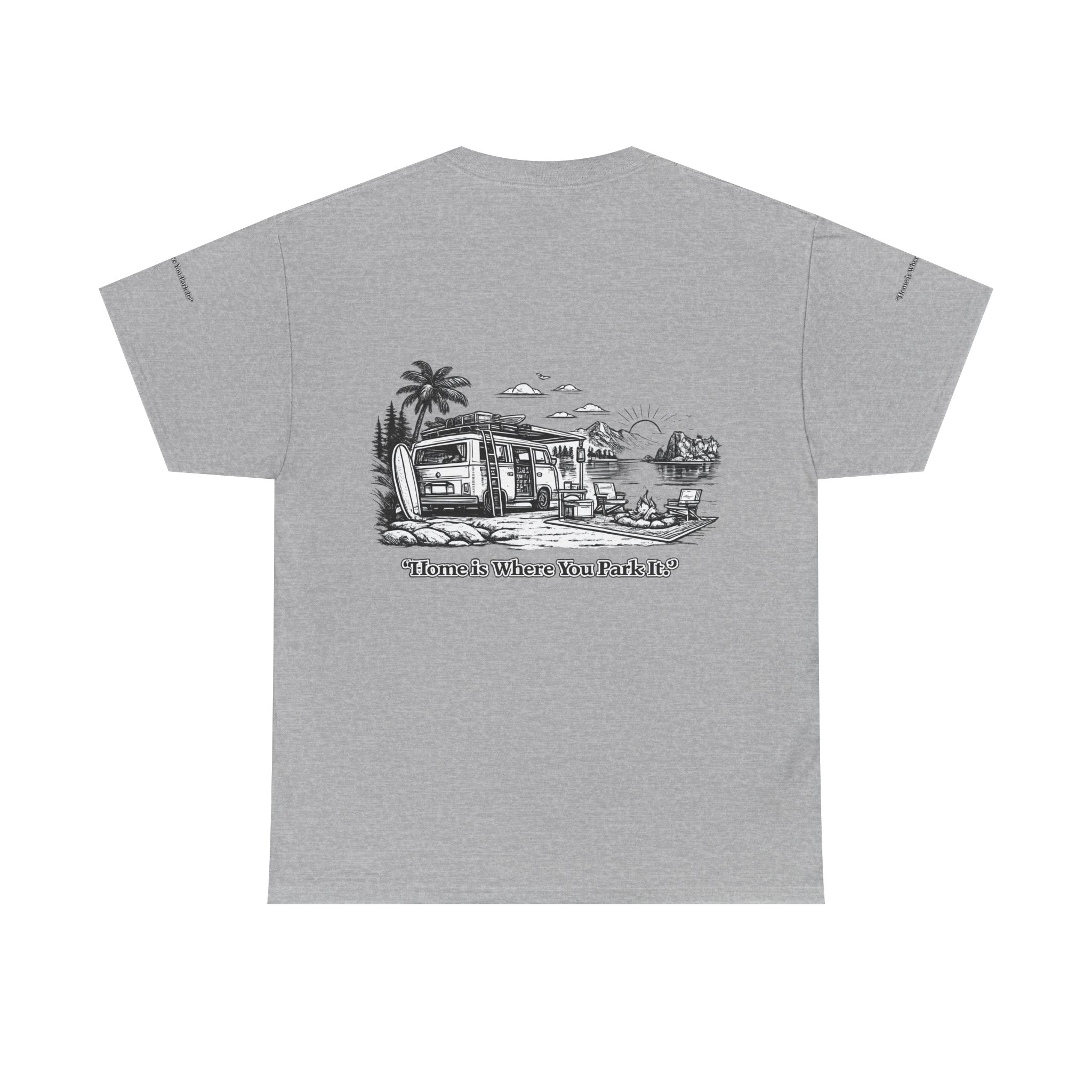 3721228426481848591_2048.jpeg Unisex Heavy Cotton Tee — "Home Is Where You Park It" Design Minimal-Line